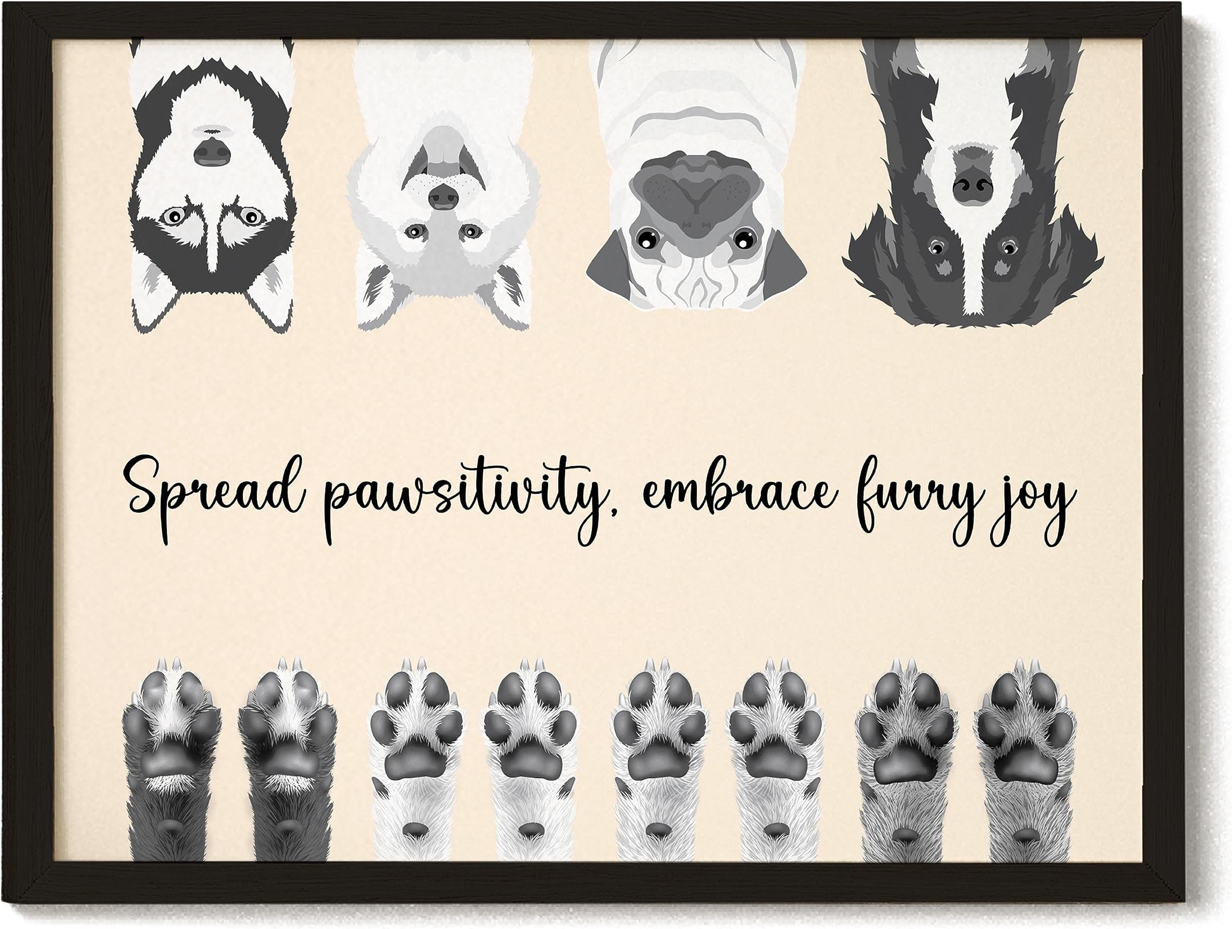 EXCOOL CLUB Puppy Dog Wall Art - 16x12 Dog and Puppy Wall Prints with Paw Pictures, Quotes for Home Bedroom Decor (UNFRAMED)