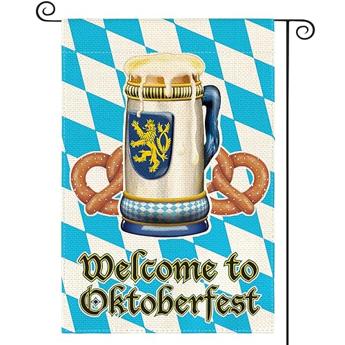 AVOIN colorlife Welcome to Oktoberfest Bavaria Garden Flag 12x18 Inch