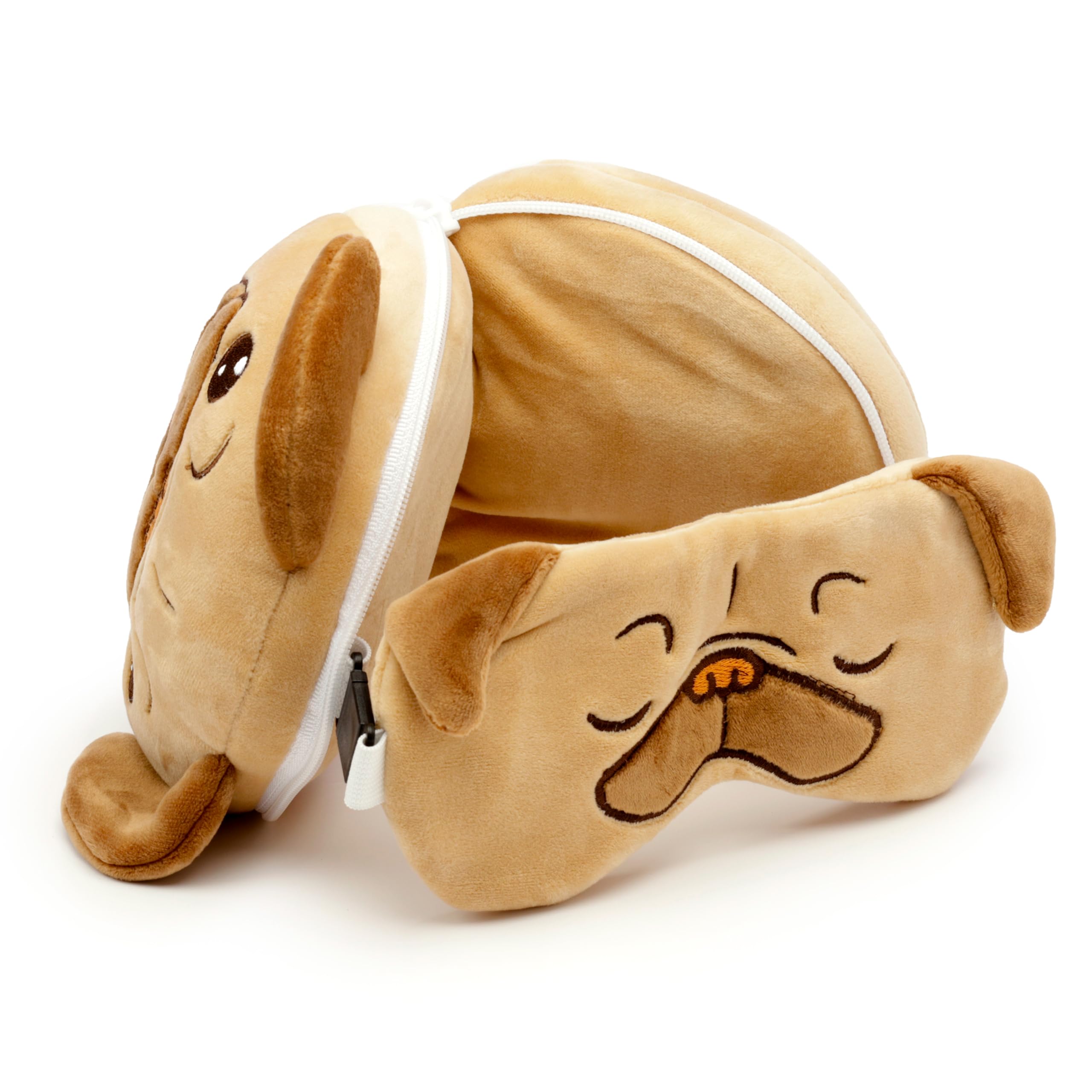 Puckator Cojín De Viaje 2 En 1 Con Máscara Para Ojos: Relajación Total Con Forma De Perro Shiba Inu (Coussin De Voyage Relaxeazzz)