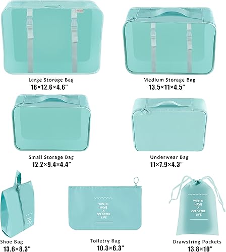 Vista 3 de CHENGBAI TOTE 7 Pcs Luggage Packing Cubes, Large Capacity Travel Cubes for Luggage, Luggage Organizer Bags in 7 Sizes, Luggage Storage to Save Space