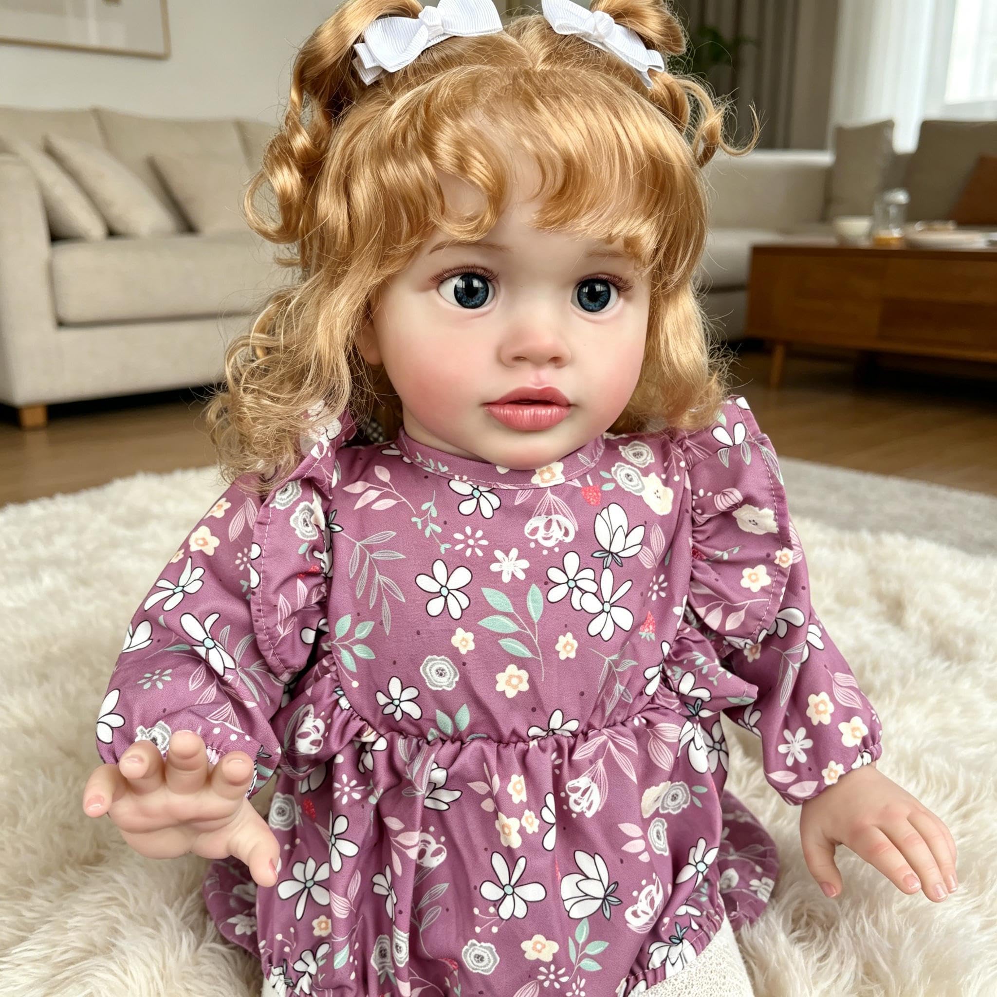 RXDOLL Bambole realistiche da 66 cm, motivo: Pippa, di grandi dimensioni, in morbido tessuto vinilico, per bambini dai 3 anni in su