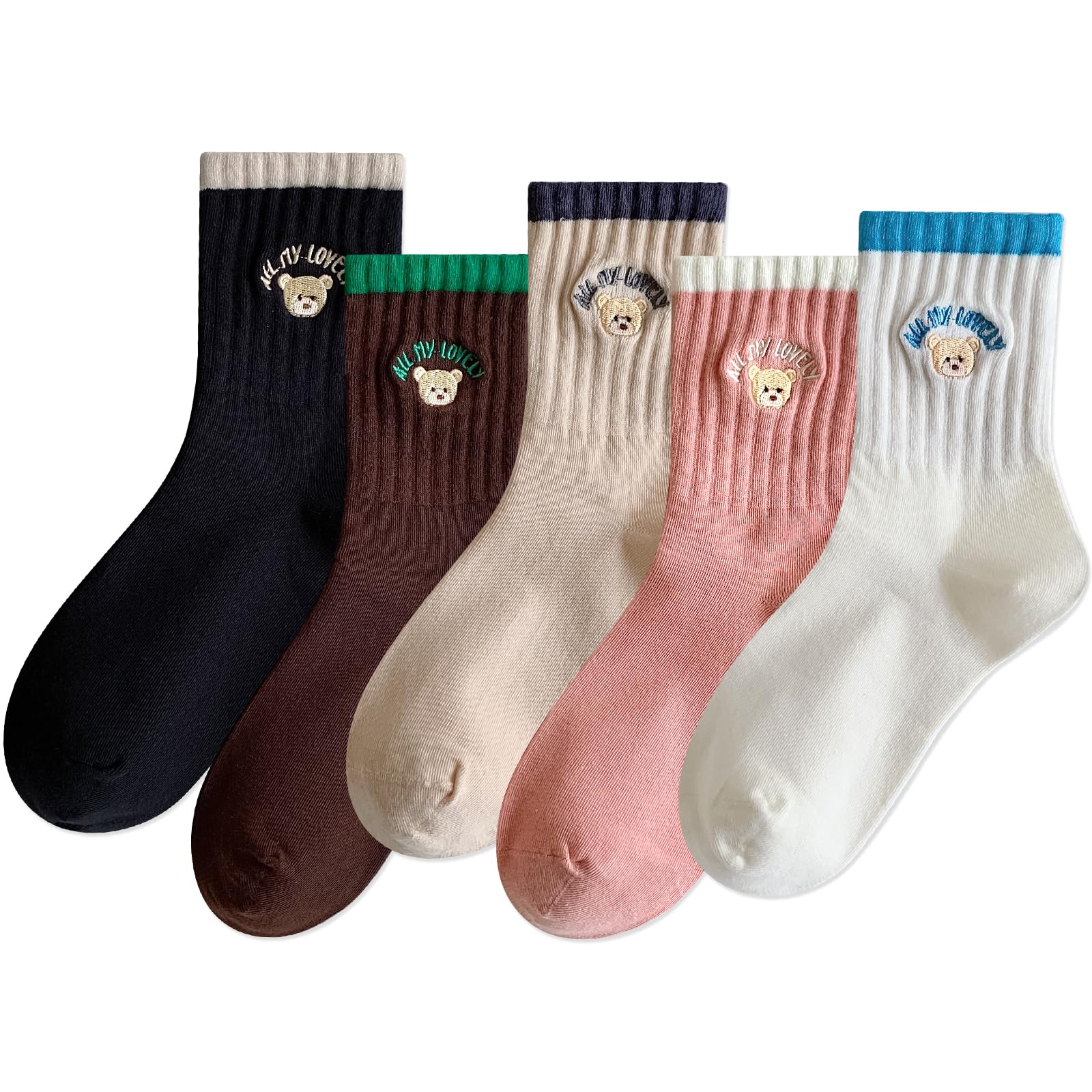 IIG 3-6 Pairs Womens Cute Animal Patterned Funny Novelty Cotton Crew Socks
