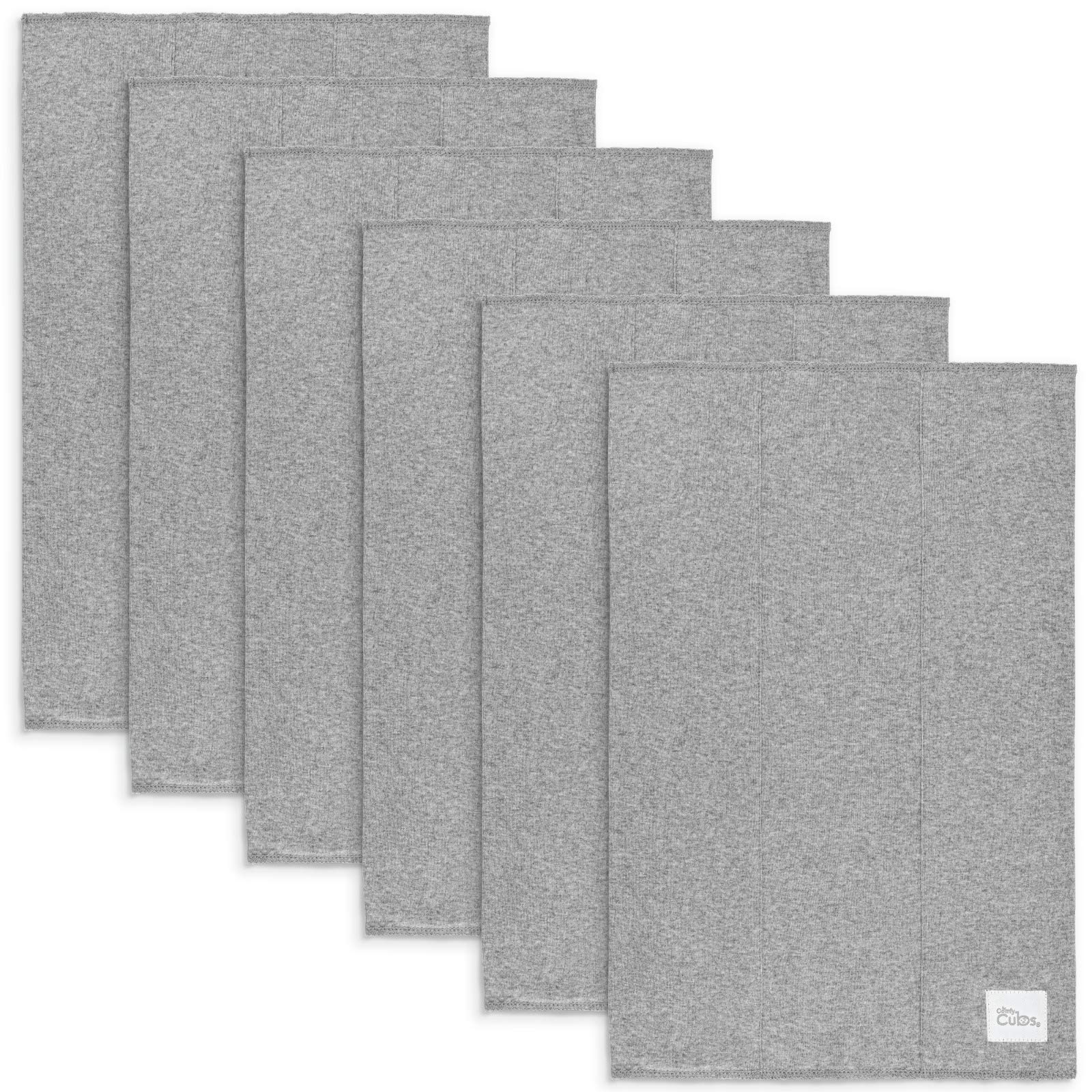 Comfy Cubs Burp Cloths 6 Pack Large 100% Cotton Washcloths Double Layered Absorbent Burping Cloth Extra Absorbent Baby Burp Cloth Extra Soft for Boys and Girls (Grey, Pack of 6)