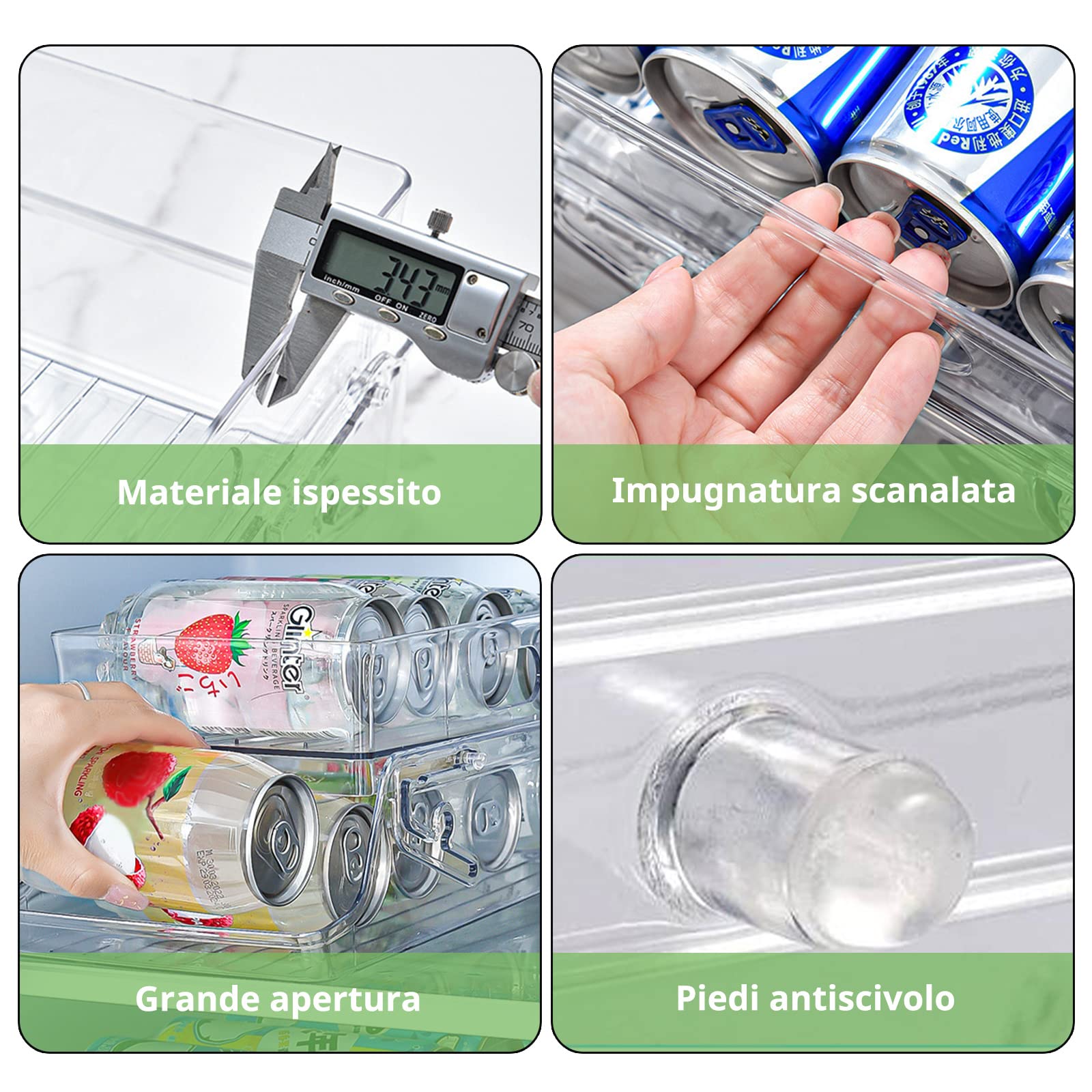 Yardenfun Distributore Lattine Per Frigorifero 3 Pezzi – Organizzatore Salvaspazio Con Spintore In Alluminio, Per Soda E Birra, Mensole E Dispensa