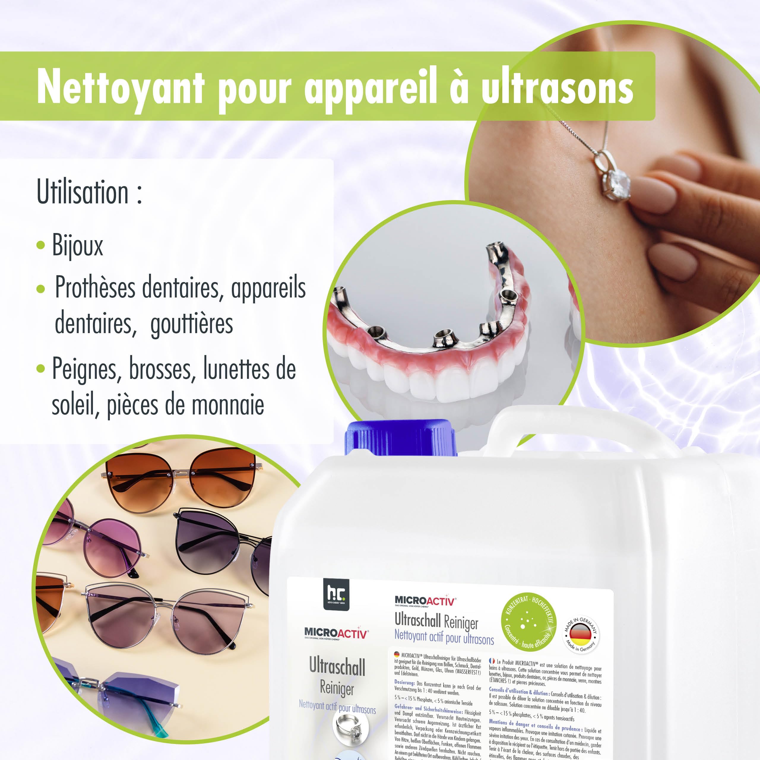 Microactiv Nettoyant Ultrason 2 x 5 L - Concentré pour Bac à Ultrasons