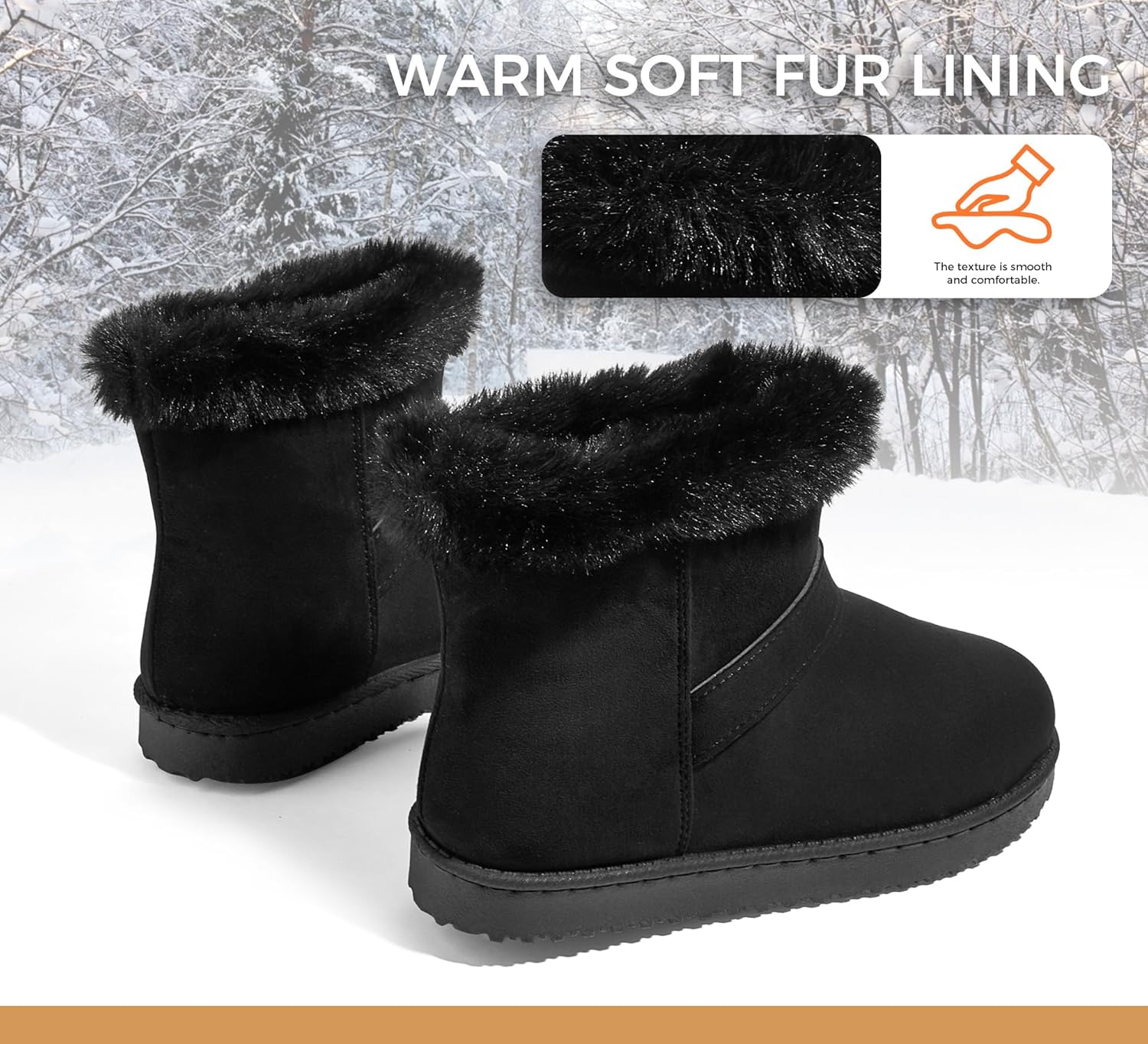 Women's Snow Boots Winter Warm Ankle Suede Booties Fur Lined Water-Resistant Non-Slip Fashion Platform Shoes