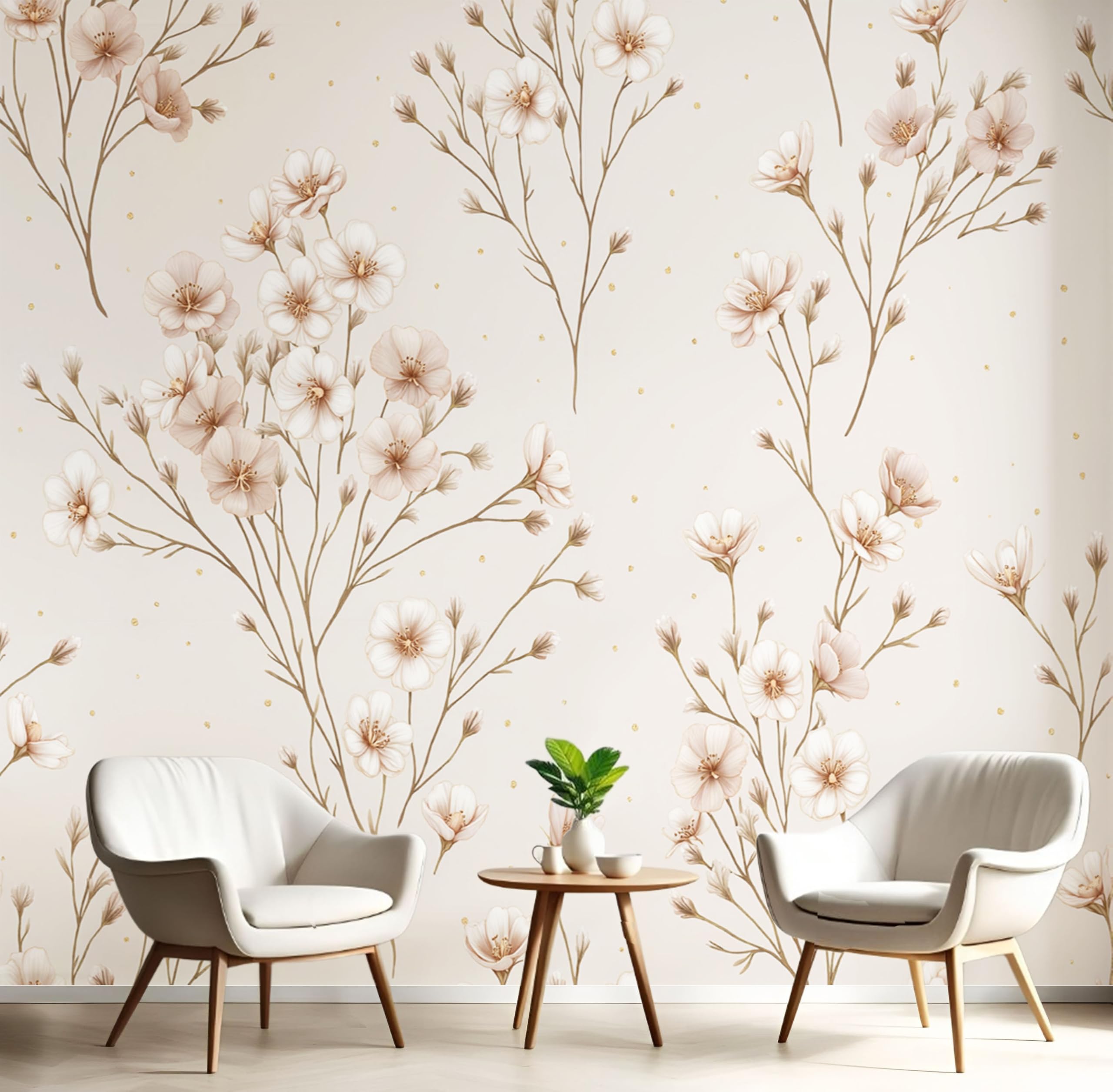 Papier peint panoramique beige pour salon et chambre chic