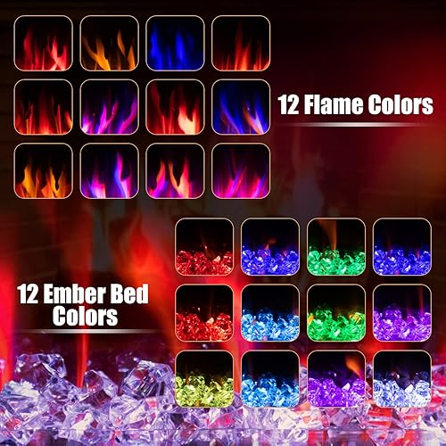 Miniatura 2 de GOFLAME Chimenea eléctrica de 42 pulgadas, calentador de chimenea empotrado y montado en la pared con panel táctil, control por aplicación, control