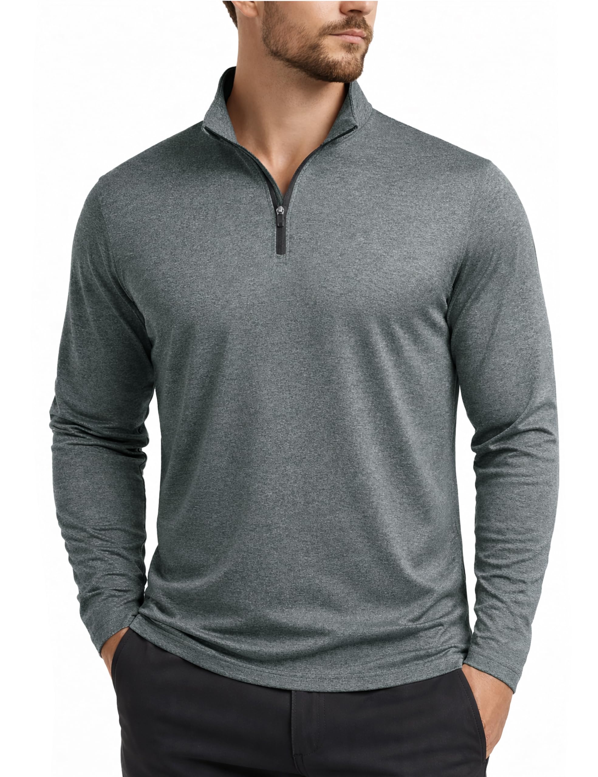 boladeci Men's Quarter Zip Pullover Premium Fleece Lined Heather Long Sleeve Golf Shirts Midweight 1/4 Half Zip Sweatshirts-picture-29