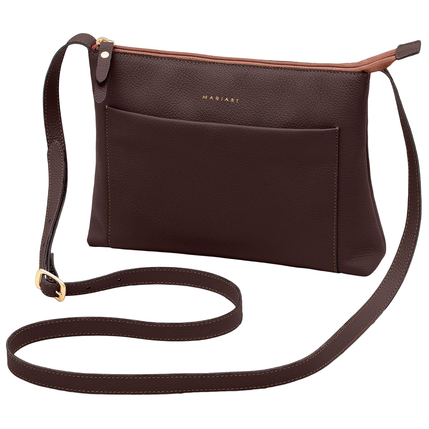 Mariart Orquídea Bolsa Feminina Transversal de Couro Bovino Legítimo