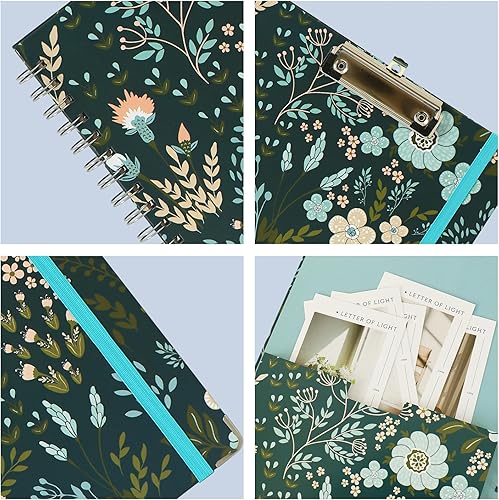 Miniatura 4 de Portapapeles, carpeta espiral, tablero de portapapeles, 5 carpetas extra con 10 bolsillos de almacenamiento, bloc de notas punteado recargable,