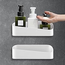 WIYETY Shower Shelf Without Drilling 2 Pieces Shower Shelf Bathroom Self-Adhesive Plastic Shelf Bathroom Kitchen Shelf Organizer Holder Shampoo Shower Shelves Bathroom Self Adhesive Without Drilling
