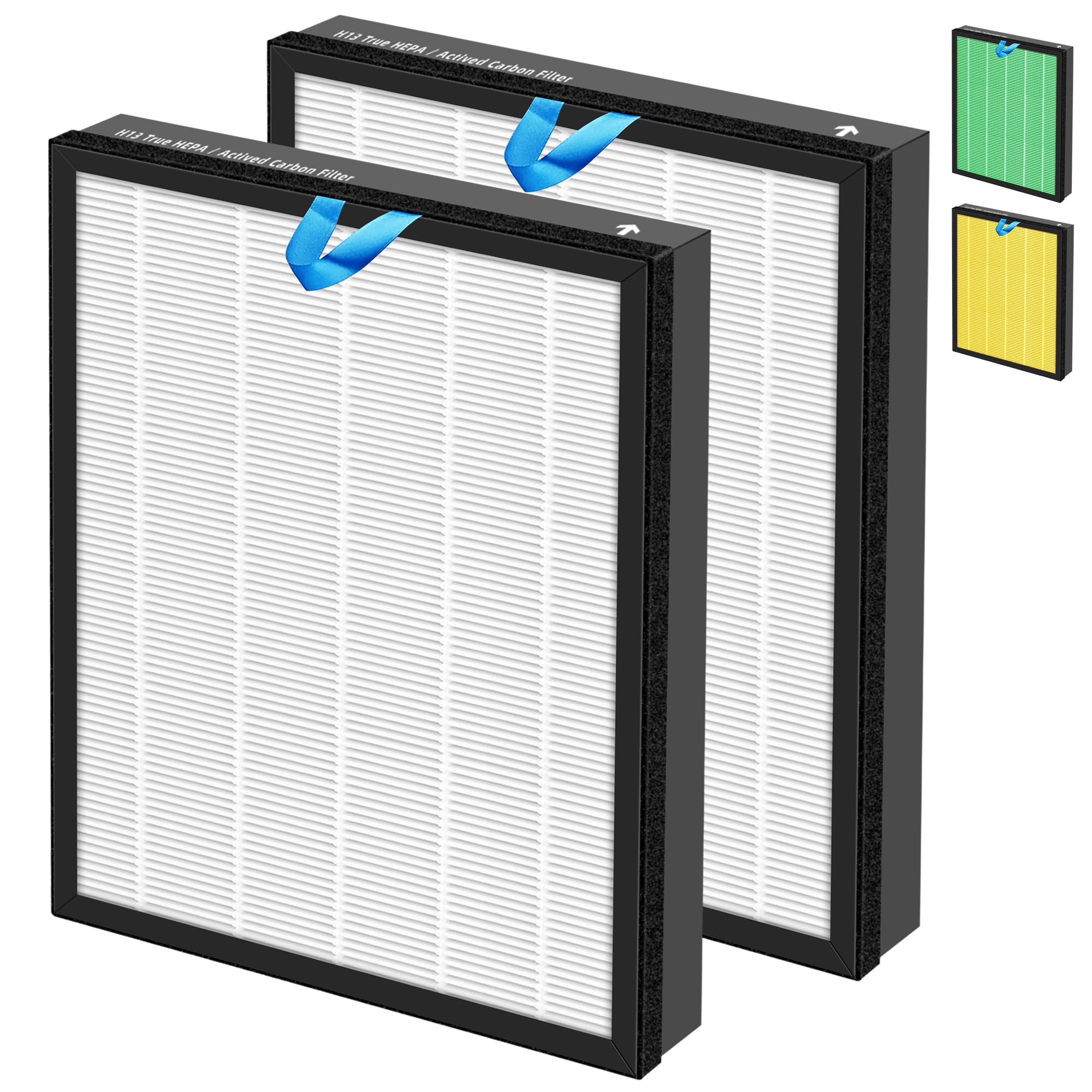 Pulluty Vital 100S HEPA Replacement Filter for LEVOIT Vital 100S/100S-P Air Purifier,3-in-1 H13 True HEPA High-Efficiency Activated Carbon Filter,Vital 100S-RF,2 Pack,White