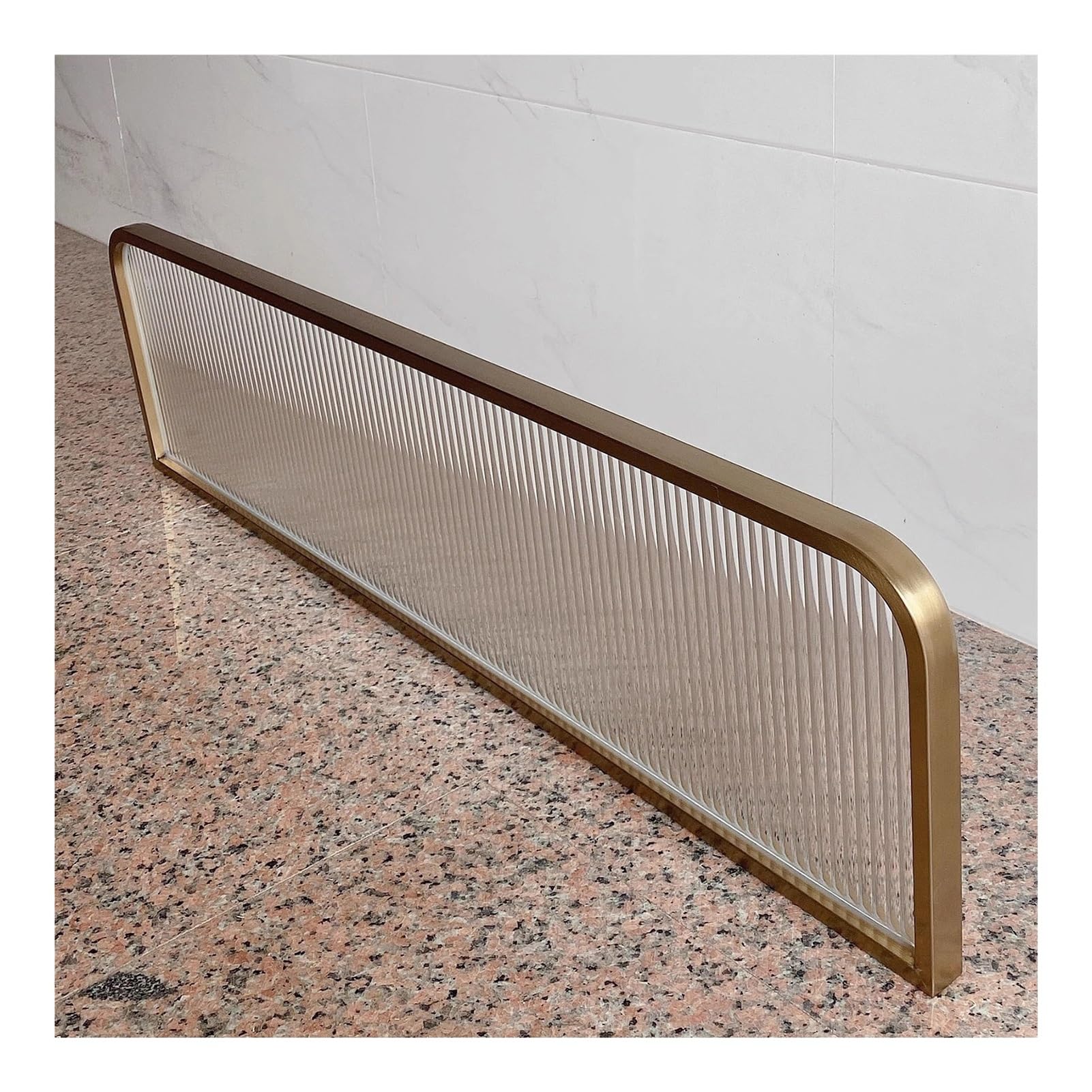 Hylwsxvp Gold Elegant 30X90cm Glass Restaurant Partition Divider Iron Stainless Steel Screen Durable Non Fading Desk Divider For Dining Areas & Offices Stylish Privacy Solution