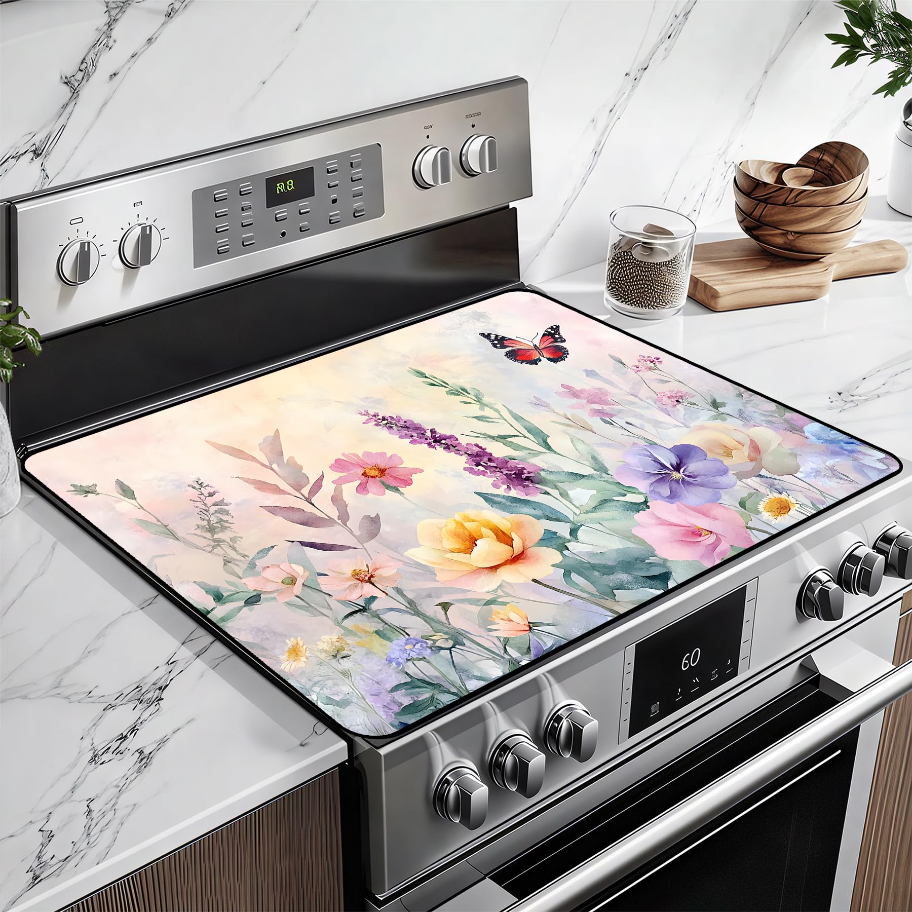 Stove Top Cover for Glass Electric Stove, 28.5"x 20.5" Heat Resistant Cooktop Protector Mat with Non-Slip Rubber Backing, Scratch Protection and Counter Space Mat