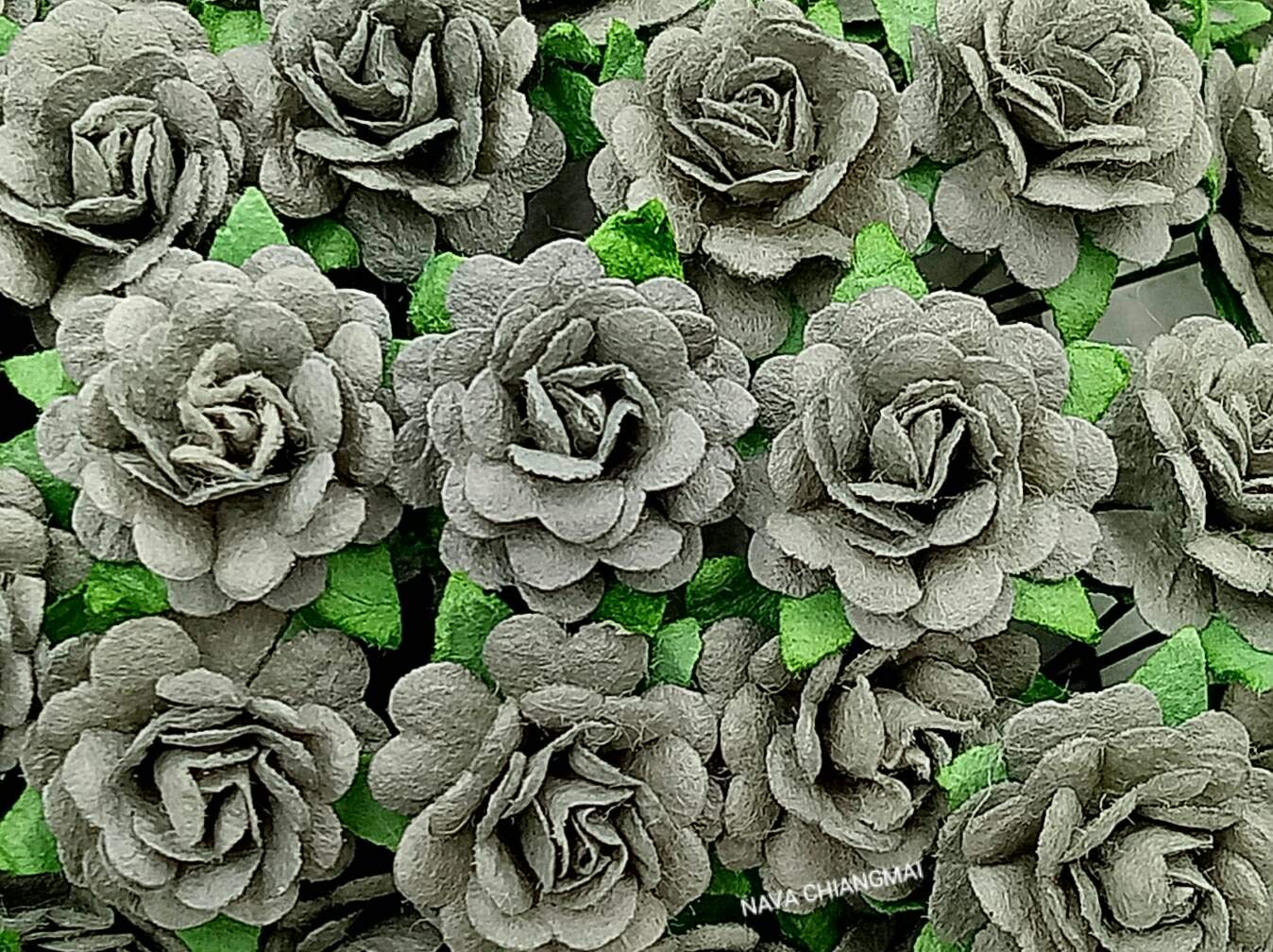 NAVA CHIANGMAI FLOWERSBeautiful Artificial Mulberry Paper Rose Flower (Heart Petals Rose) Wedding Card Embellishment, Scrapbooking Wedding Doll House Supplies Card,DIY Flower Accessories. (Grey)