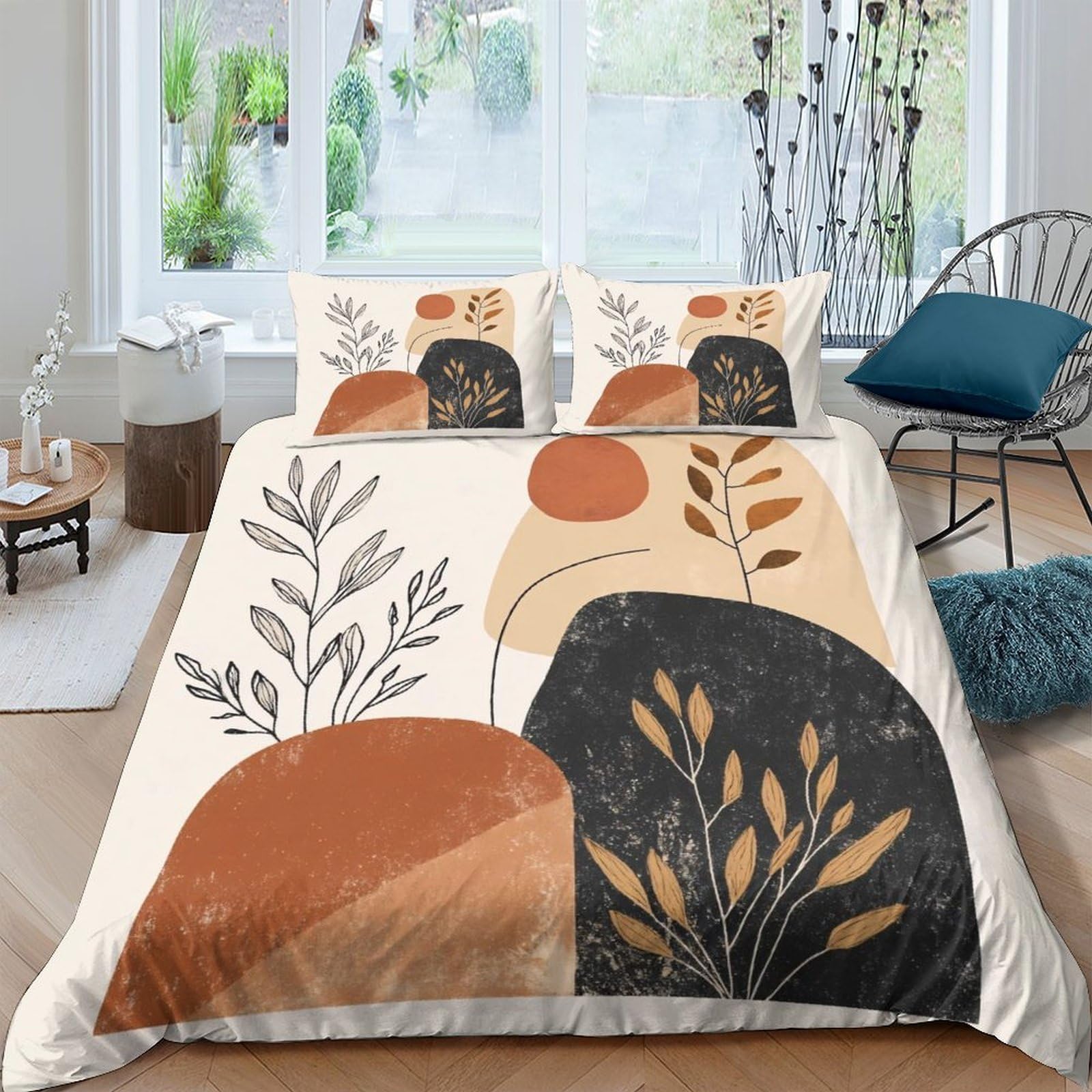 Ctjqhvkz Style-1 3D Printed Abstract Botanical Fitted Sheet Microfiber Soft Breathable Geometric Sun Mattress Cover Bedroom Decor Single（135X200cm）