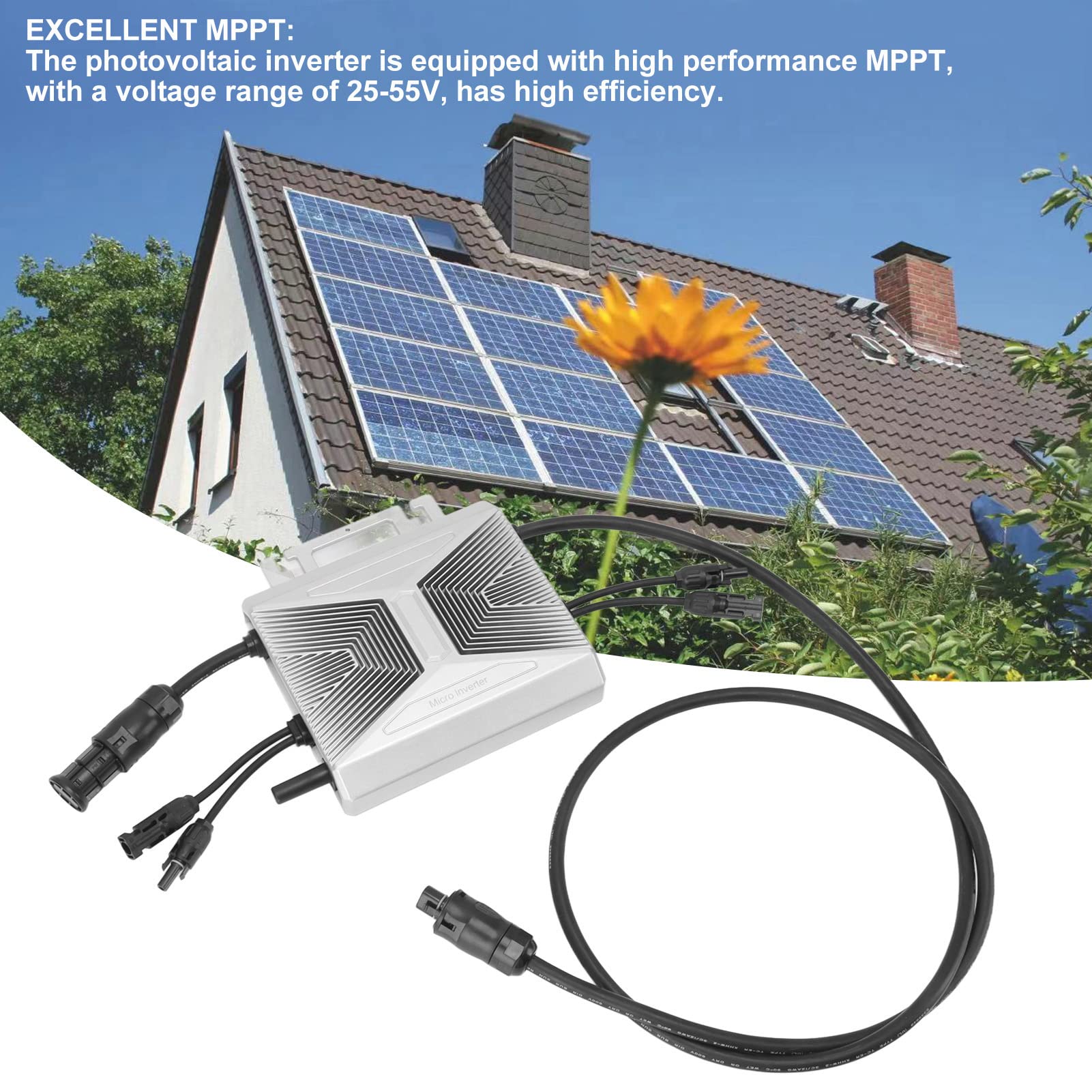 Tyenaza Solar-Wechselrichter, 800 W MPPT-Haushalts-Mikro-Photovoltaik-Wechselrichter Für Grid-Tie-System, IP67, Wasserdicht, 230 V