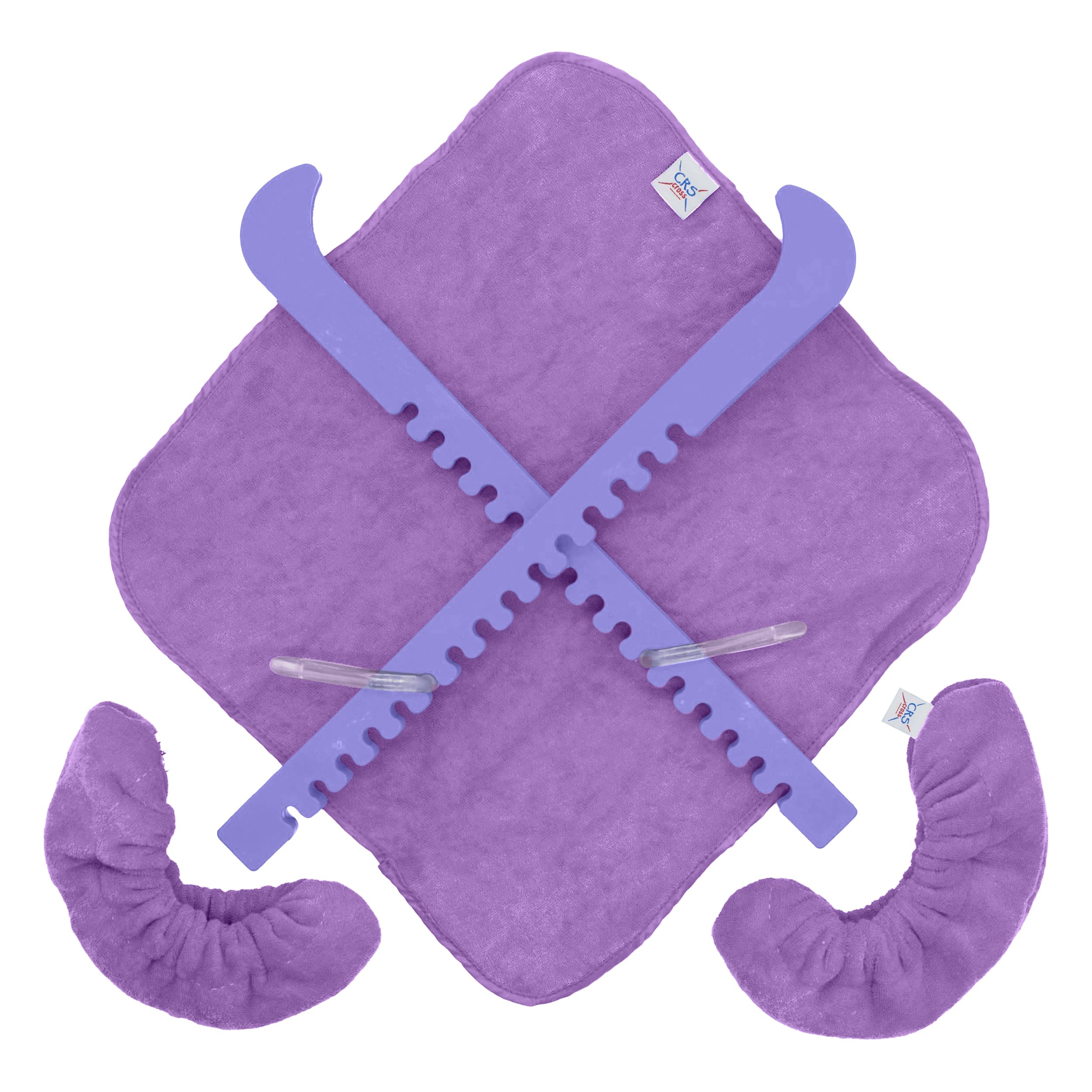 CRS Cross Juego de protectores de patinaje sobre hielo, remojo y toalla, diseño de una pieza con cubiertas suaves de hoja de patinaje y toalla (par de protectores ajustables, no requiere montaje)