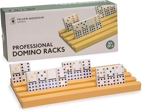 Miniatura 2 de Yellow Mountain Imports Domino Games Bundle  Estantes y bandejas para pies de pollo, tren mexicano y juegos de dominó (juego de 4) y cubierta de