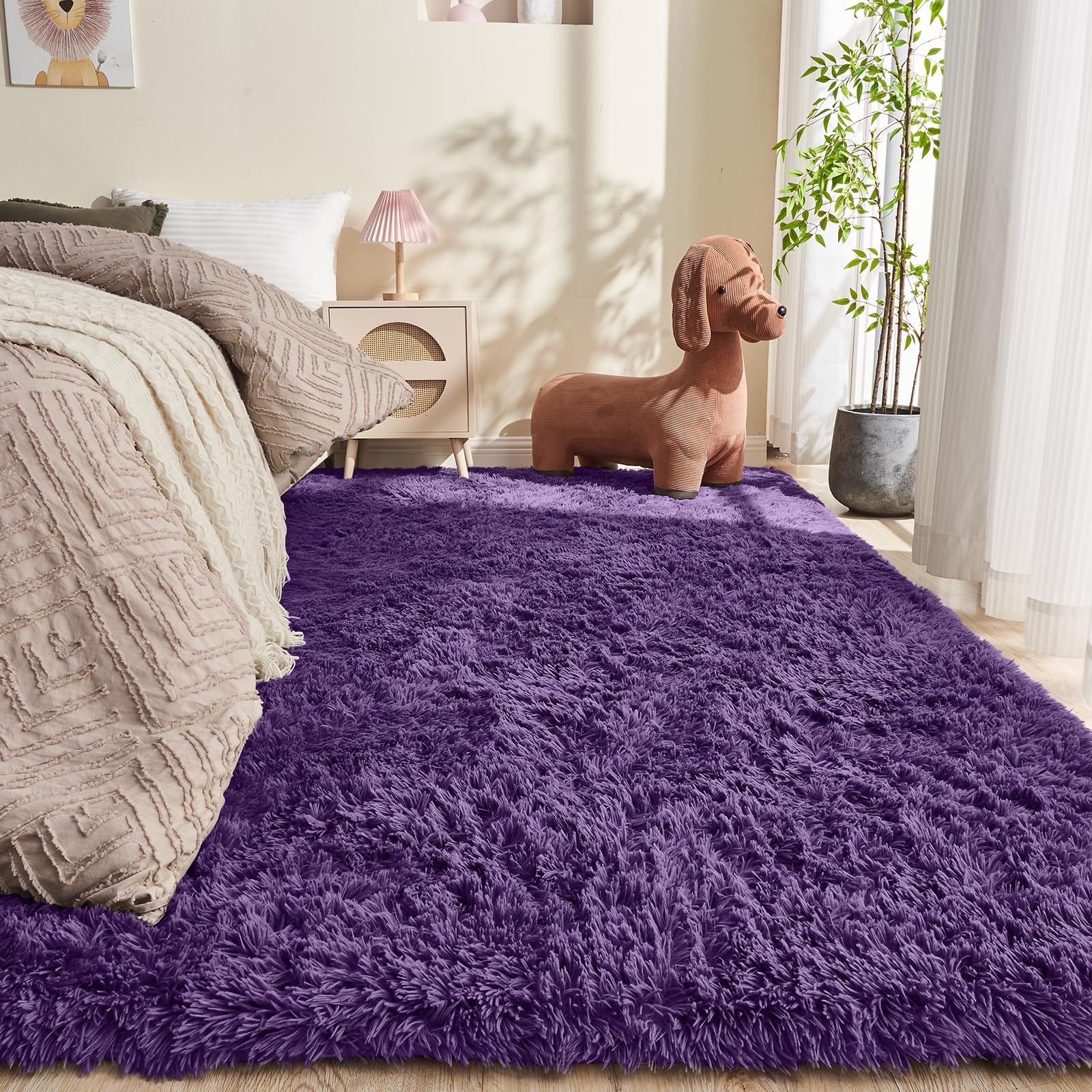 OPPODREAM 4x6 Purple Rugs for Bedroom, Ultra-Soft Fluffy Area Rugs for Living Room, 4 x 6 Shag Carpet for Nursery, Kids, Girl, Boy, Baby, Plush, Fuzzy