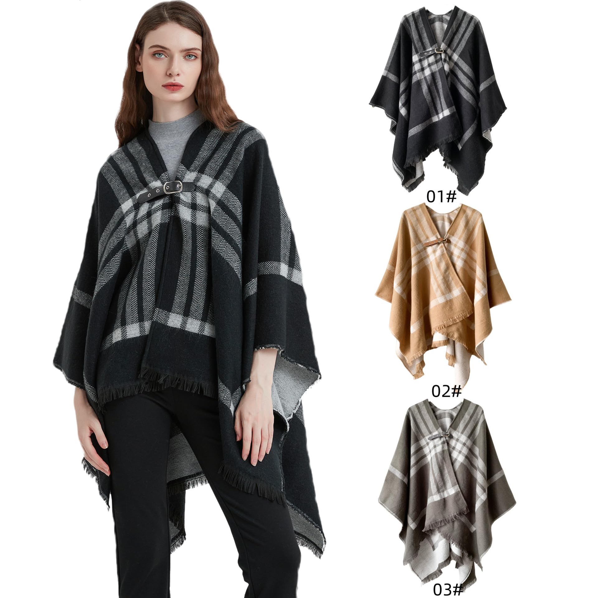 Sciarpa Donna Scialle Uomo Scialle Autunno E Inverno Cashmere Mantello da Donna con Scialle Diviso in Pelle Scozzese Bianco E Nero