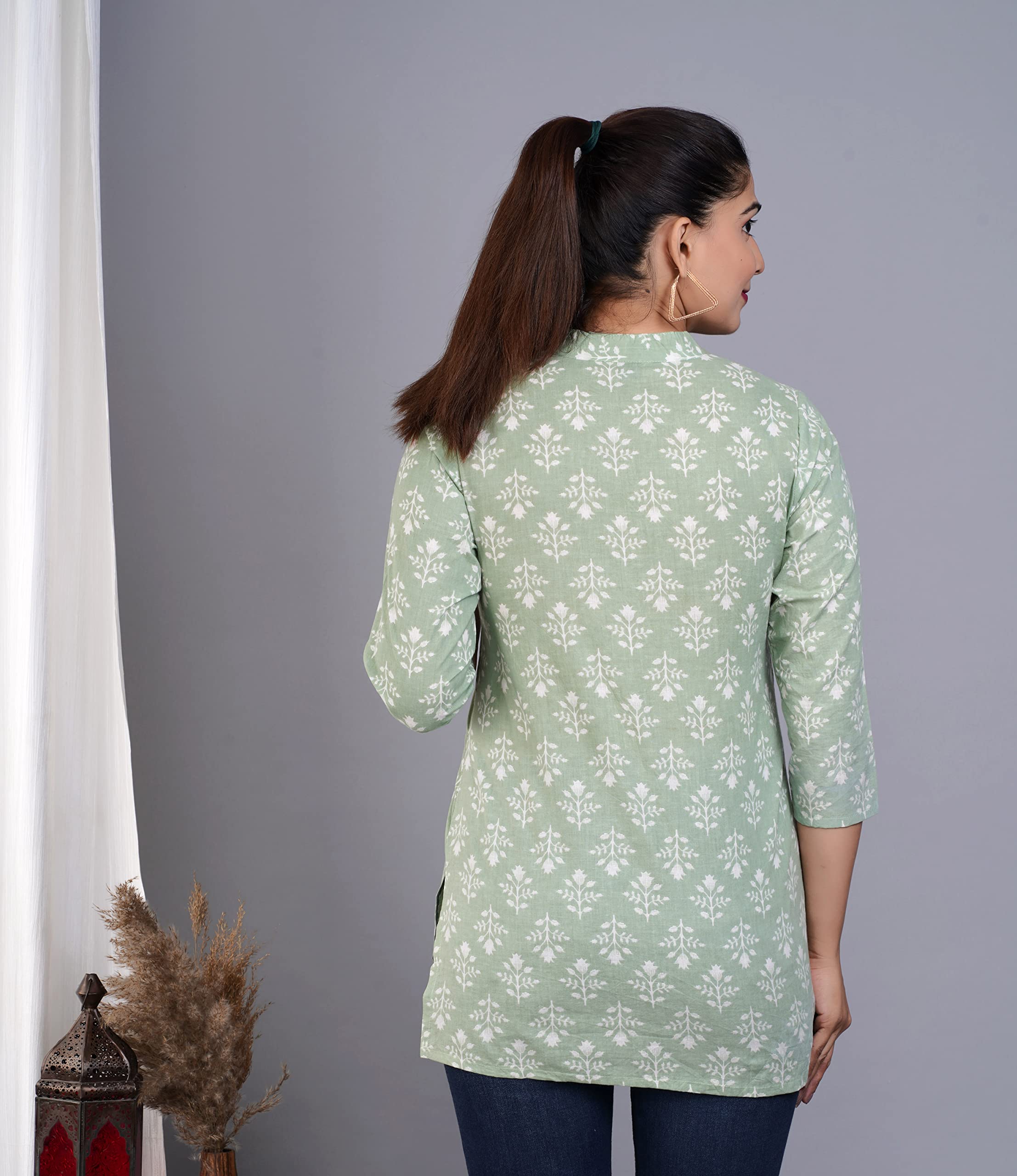 Jikonet Women's Rayon Straight Short Kurti - 1006, (Small, Green)