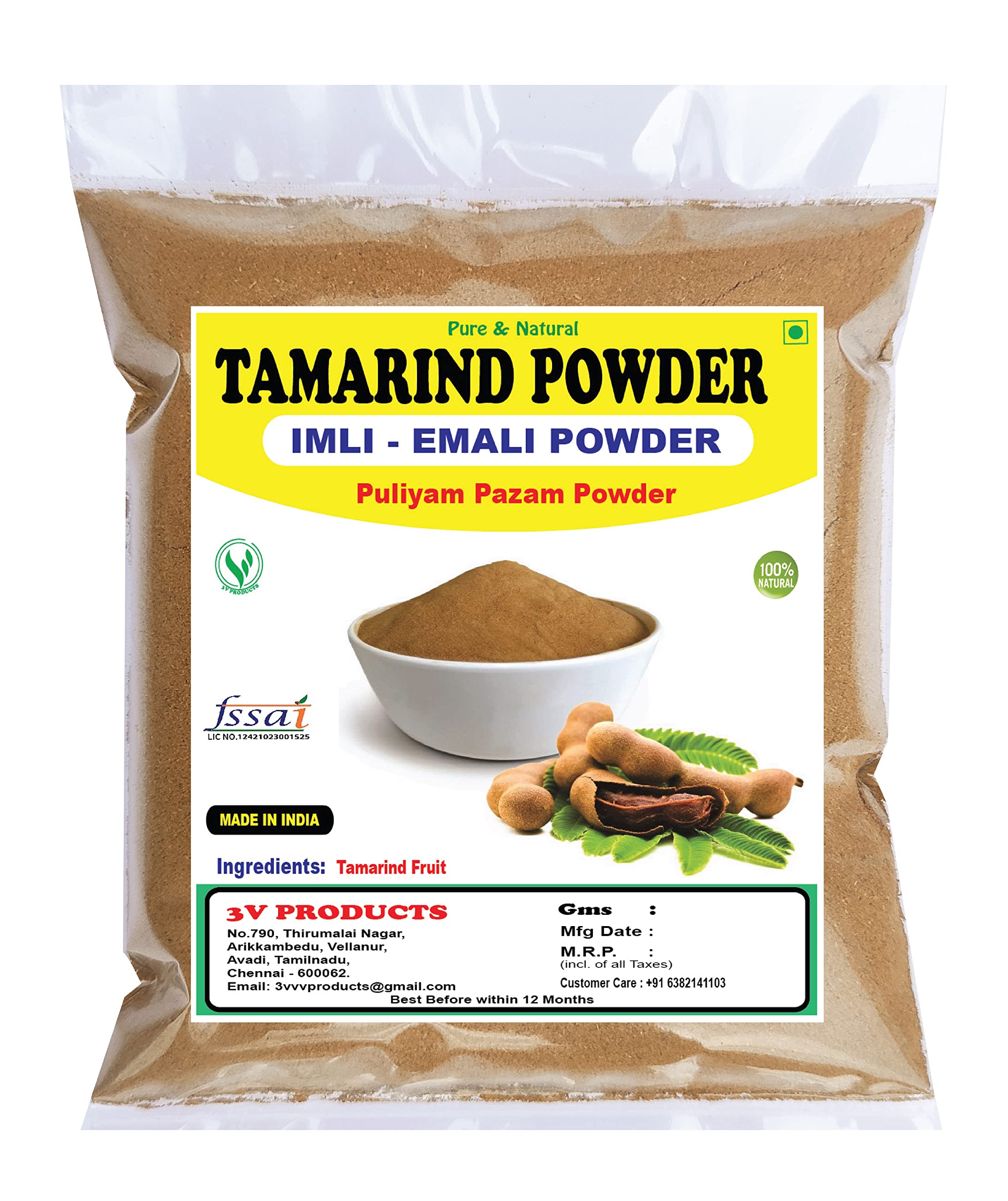 3V PRODUCTS Tamarind Powder 100 grams | Imli | Emali | Imali Powder Ready to Use for Tamarind Paste, Chutney, Pulp, Candy, Chaat & Cooking (B09YHCY9QV) Amazon Price History, Amazon Price Tracker