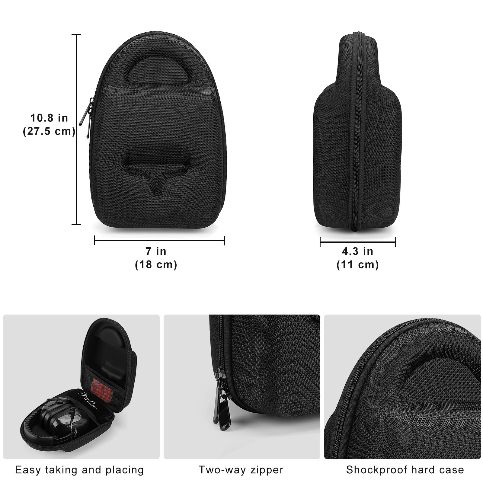 ProCase Casco Insonorizado Protector de Oído + Gafas Protección + Tapones para Los Oídos + Estuche Rígido de EVA, Accesorios para Protección de Tiro Campo de Disparo y Temporada de Caza