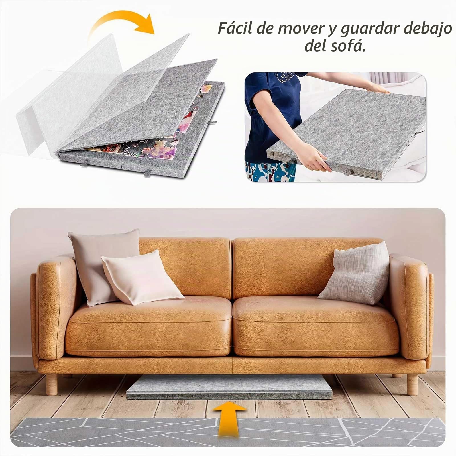 Tapete Puzzle 1000 Piezas con 6 Cajones y Tapa,Soporte Inclinable | Portátil Mesa Puzzle Plegable con Soporte Antideslizante,Tablero Rompecabezas Portátil para Adultos y Niños(Gris)