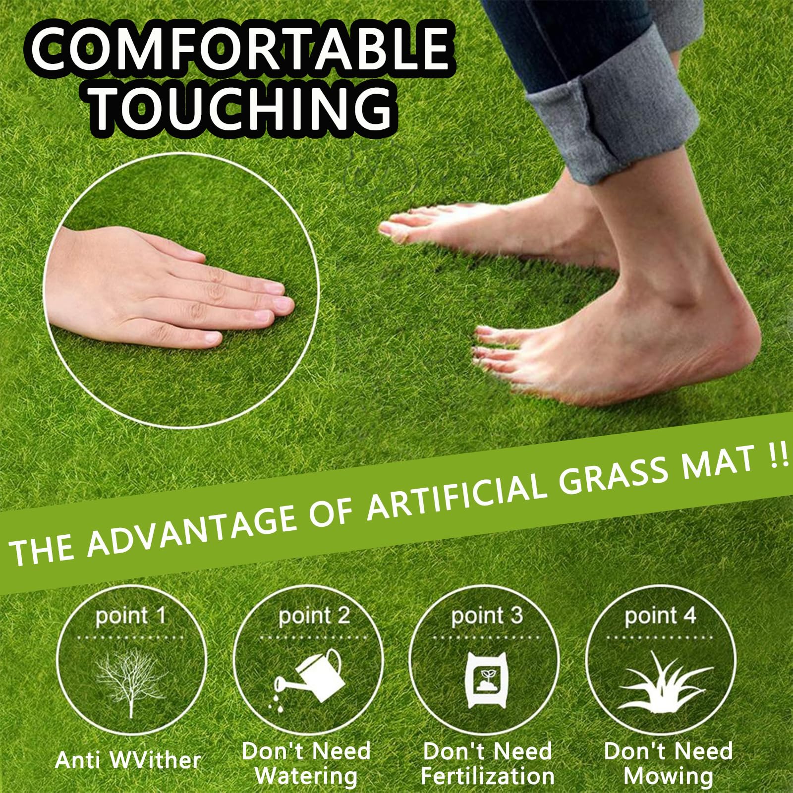 KSVFTB 6 Pcs Fake Grass, 15cm x 15cm Artificial Grass - Image 4