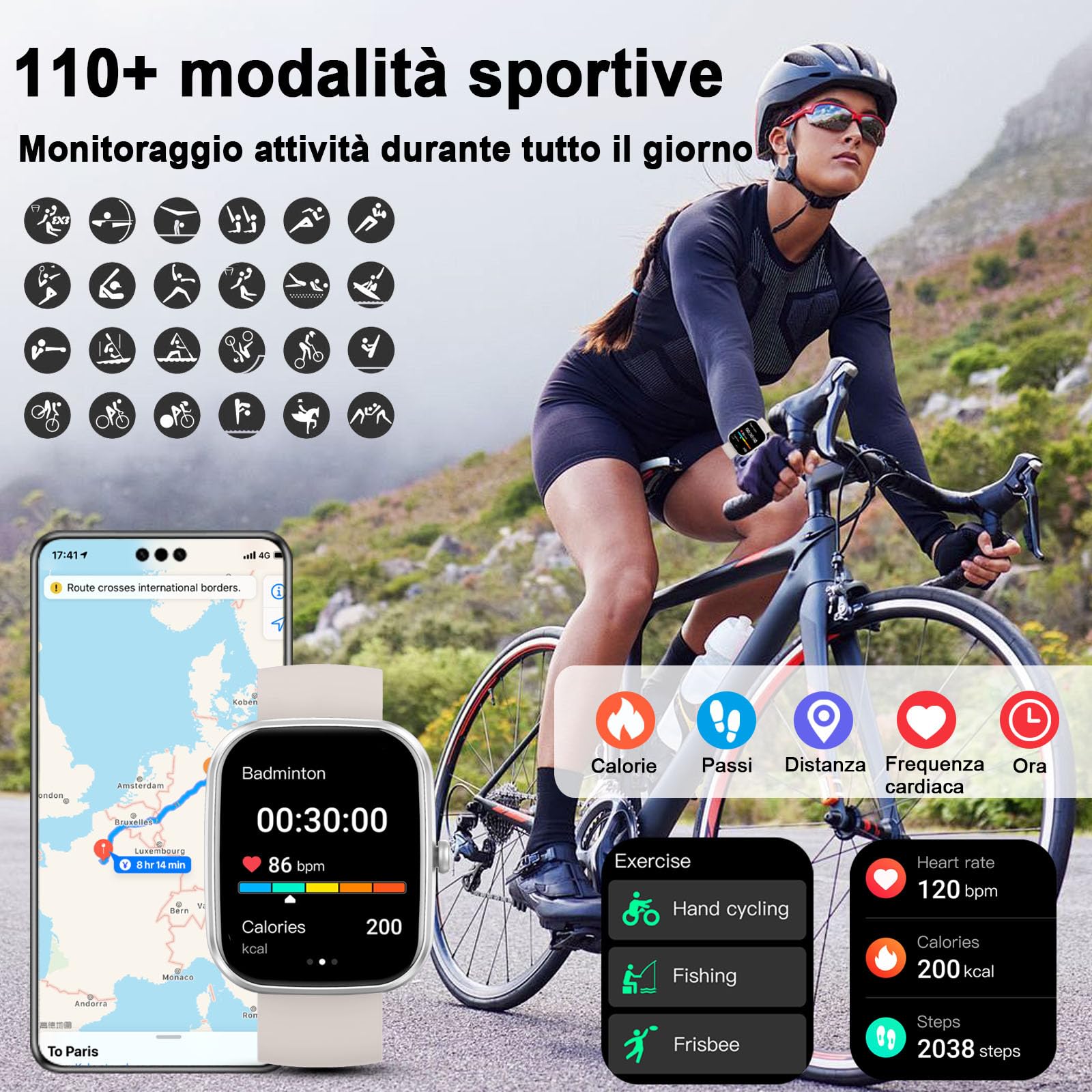 Uaue AI Smartwatch Uomo Donna, 2025 Nuova Fitness Tracker Orologio con Voce AI/Quadrante AI, Chiamate Bluetooth/Cardiofrequenzimetro/Contapassi/Sonno/115+ Sportive, 1.91" Smart Watch Impermeabile IP68