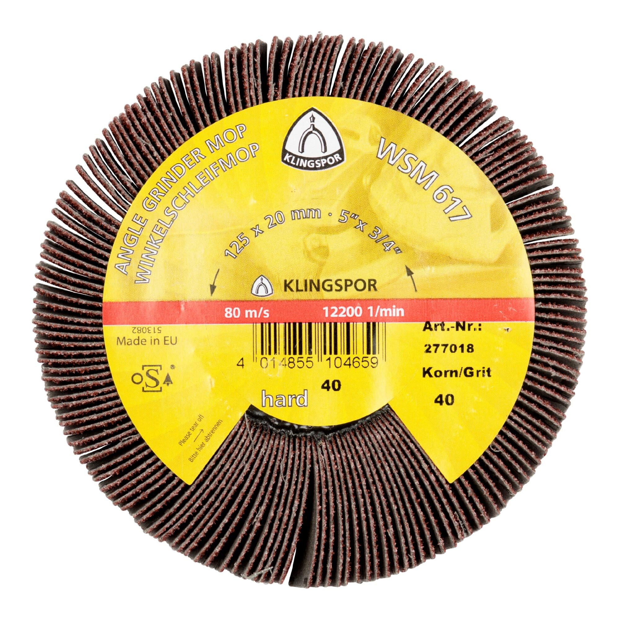 Klingspor WSM 617 Schleifmopräder LS 309 X, 125 x 20 mm Korn 60 Gewinde M 14 2 Stk