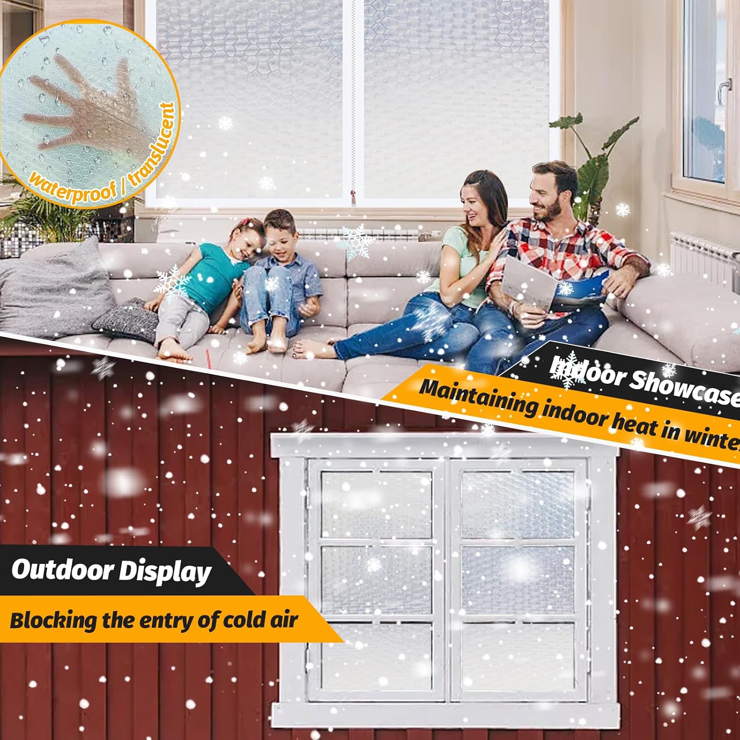 Thickened Reusable Window Insulation Kit 47'' x 63''-Winter Weatherproofing Window Insulation Film for for Patio Winterizing Winter Waterproof Attic Insulation Cover,Simple Installation