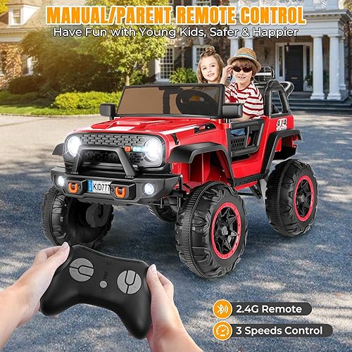 Miniatura 5 de Hikole Coche eléctrico de 24 voltios, auto alimentado por batería de 2 plazas para niños grandes con control remoto, conmutable 4WD2WD, suspensión