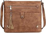 FADEON Large Crossbody Bag for Women Crossbody Purse, Leather Cross Body Purses Multi Pocket Roomy Shoulder Bag