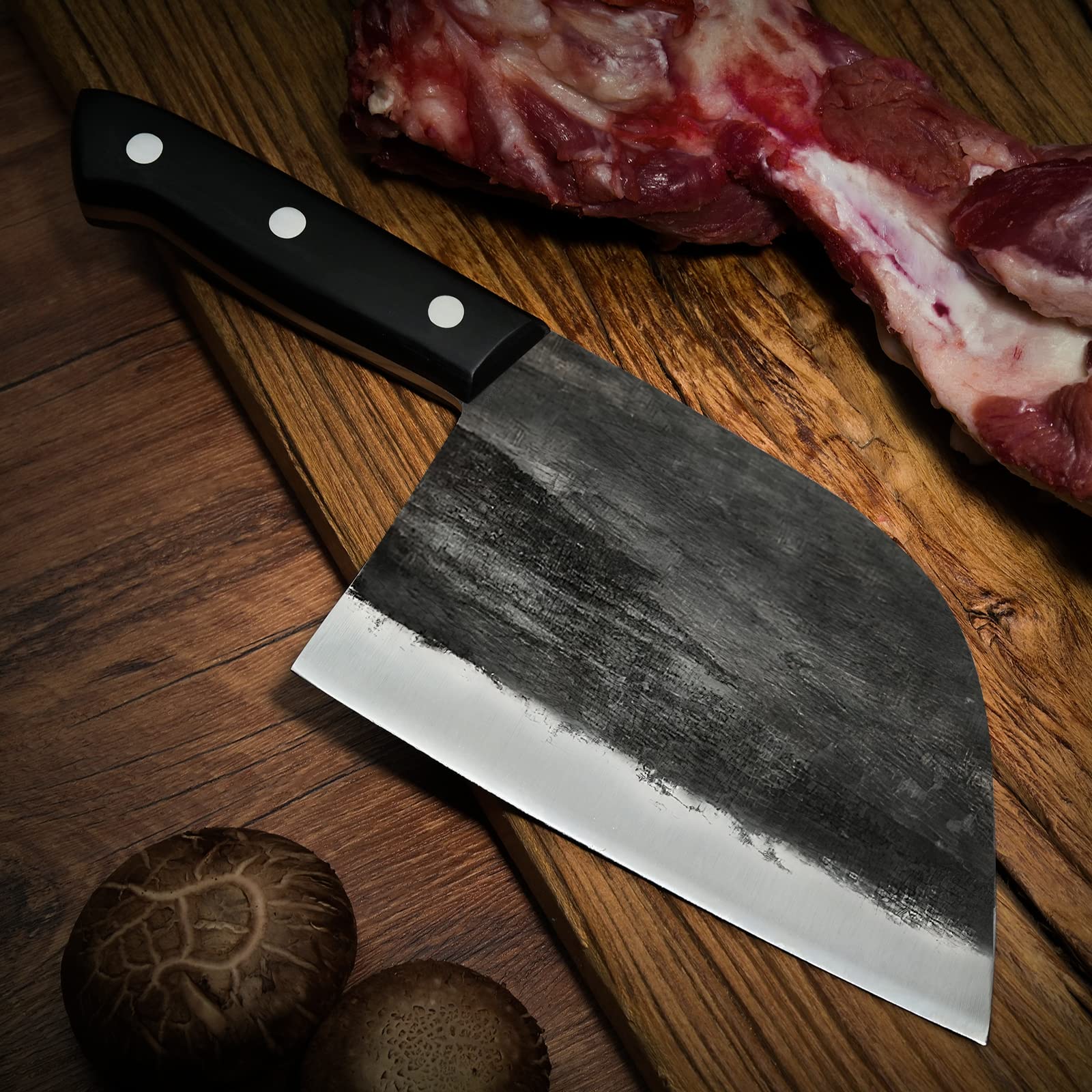 Chiński nóż szefa kuchni, nóż rzeźniczy, nóż do filetowania, nóż Santoku, nóż do mięsa, nóż uniwersalny, nóż kuchenny, nóż do siekania siekacza, ze skórzaną pochwą, nóż do mięsa