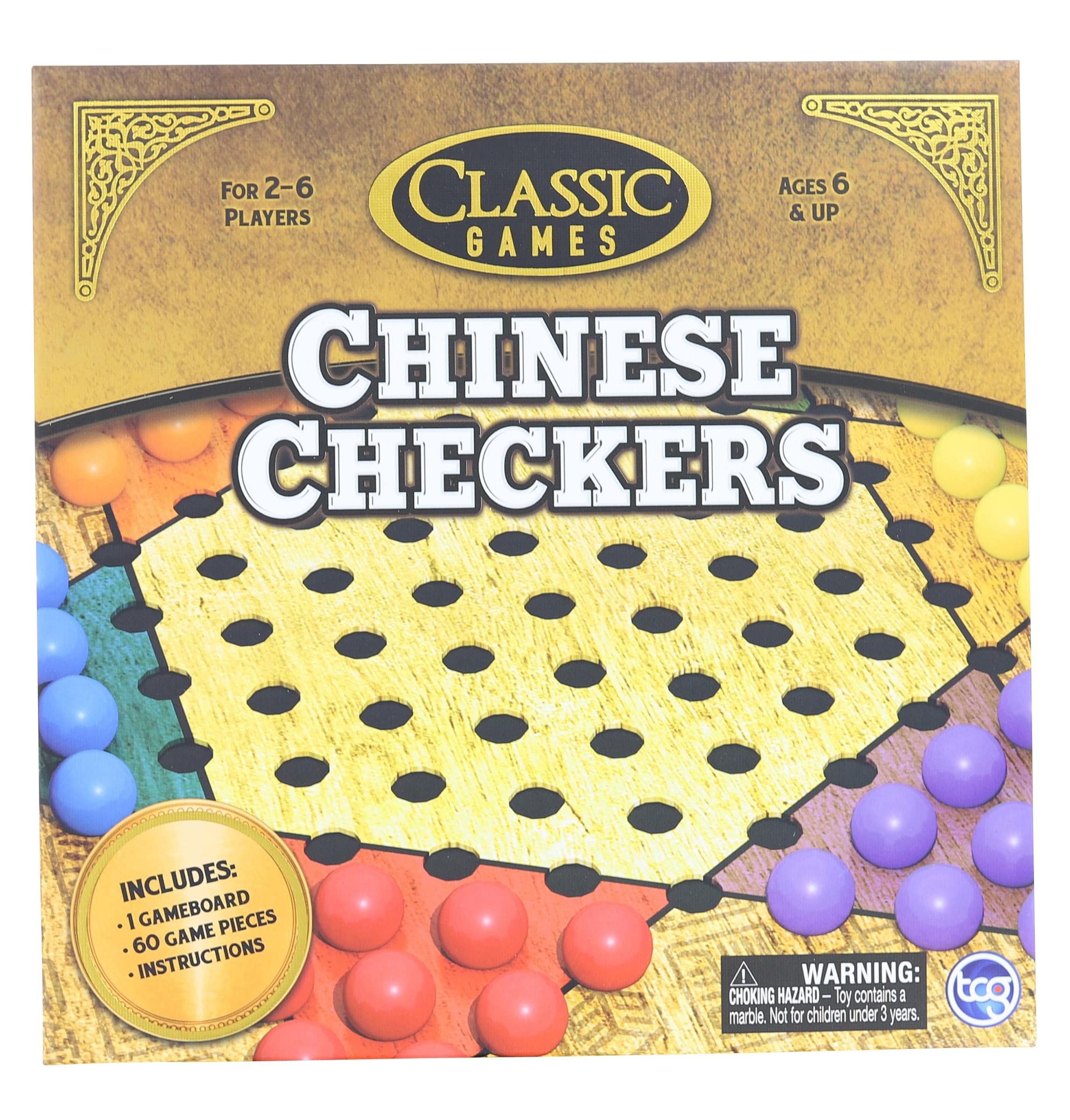 The Canadian Group Classic Games Wood Chinese Checkers Set | Board & 60 Game Pieces