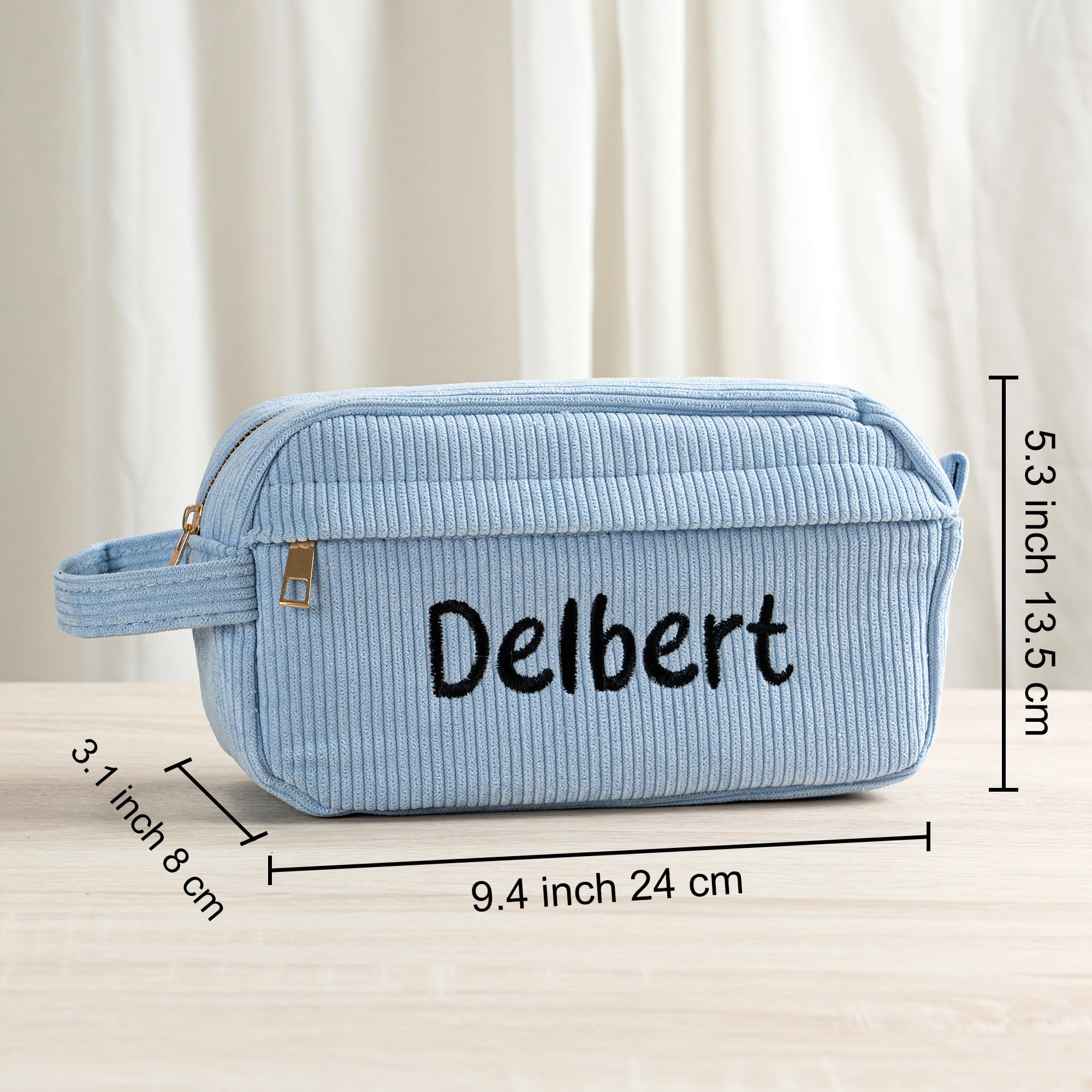 Trousse à Stylos Brodée Personnalisable Velours Côtelé 24x8x13.5cm - Trousse Écriture Adulte
