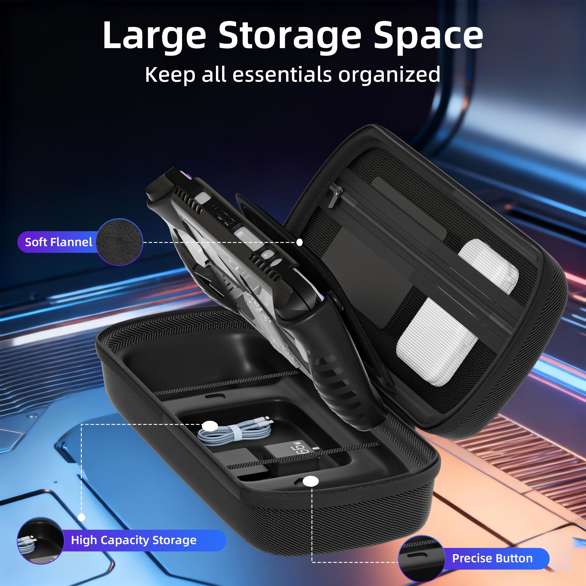 QUAGGY Zaprojektowane dla ASUS ROG Ally 2023, duża torba do przenoszenia, idealna do ładowarki, z miękkim silikonowym pokrowcem ochronnym i 2-pak ochraniaczy ekranu, przenośna i łatwa do przenoszenia