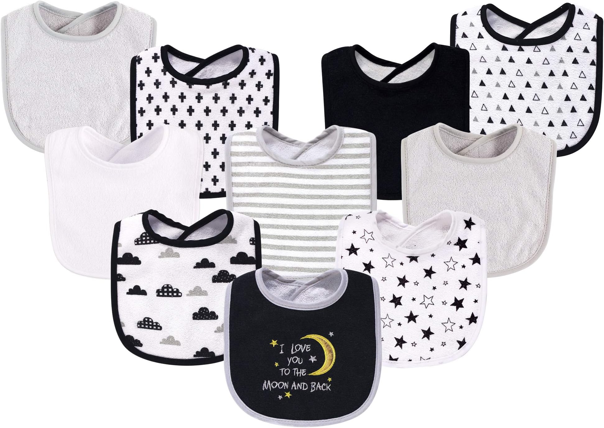 Unisex Baby Cotton and Polyester Bibs, Moon And Back, One Size