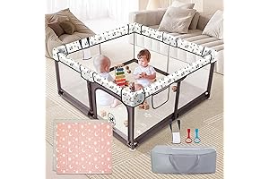Jonpony 50"x50"x27" Baby Playpen with Playmat