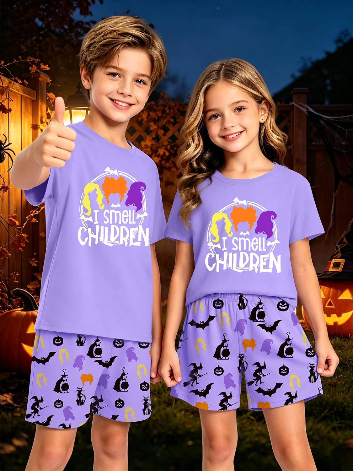 Ithalt Kids Halloween Ghost 2 Piece Outfit Set Short Sleeve and Shorts
