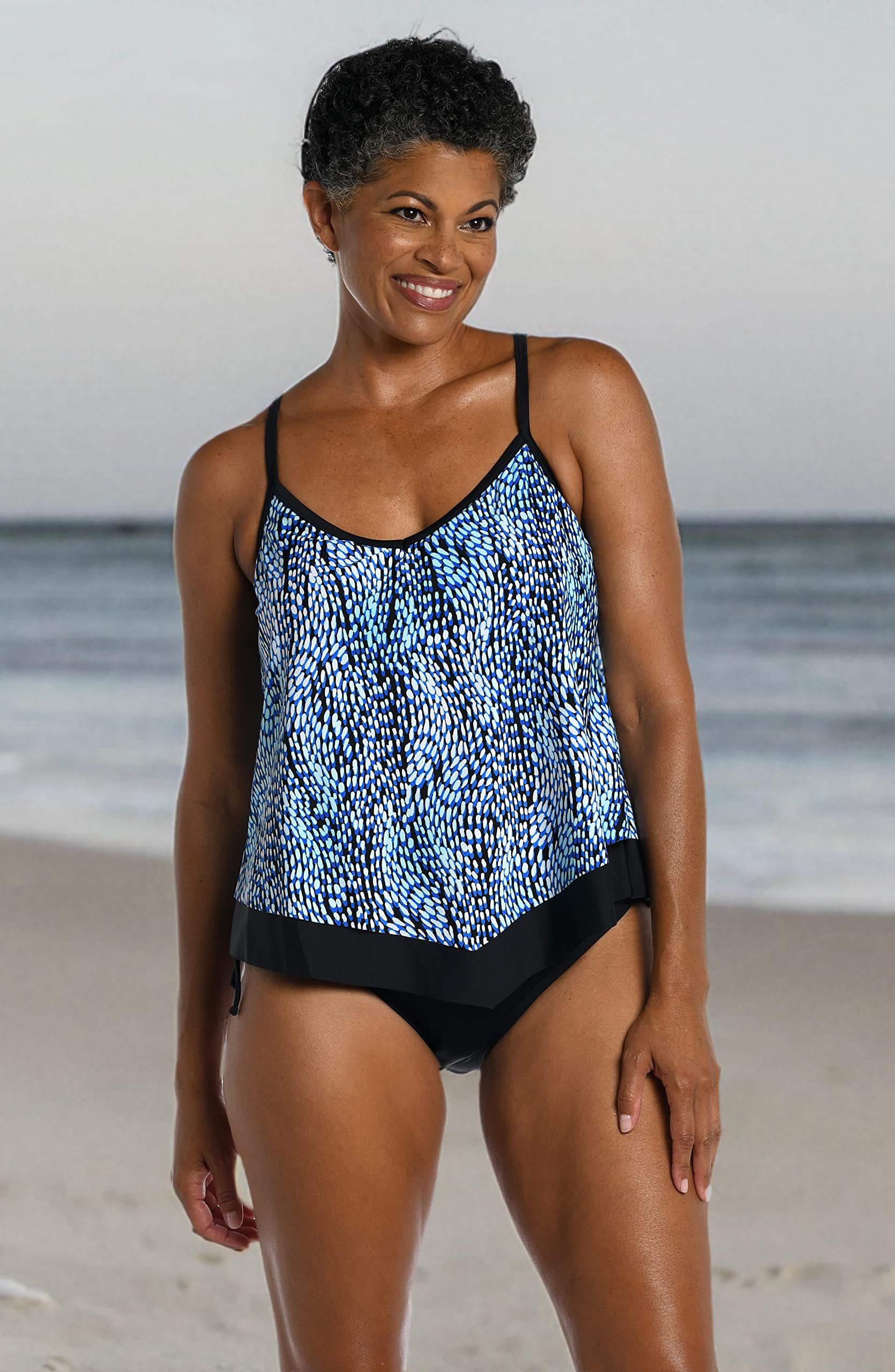 Maxine Of Hollywood Top de Traje de Baño Tankini con Cuello En V Sujetador Mujer