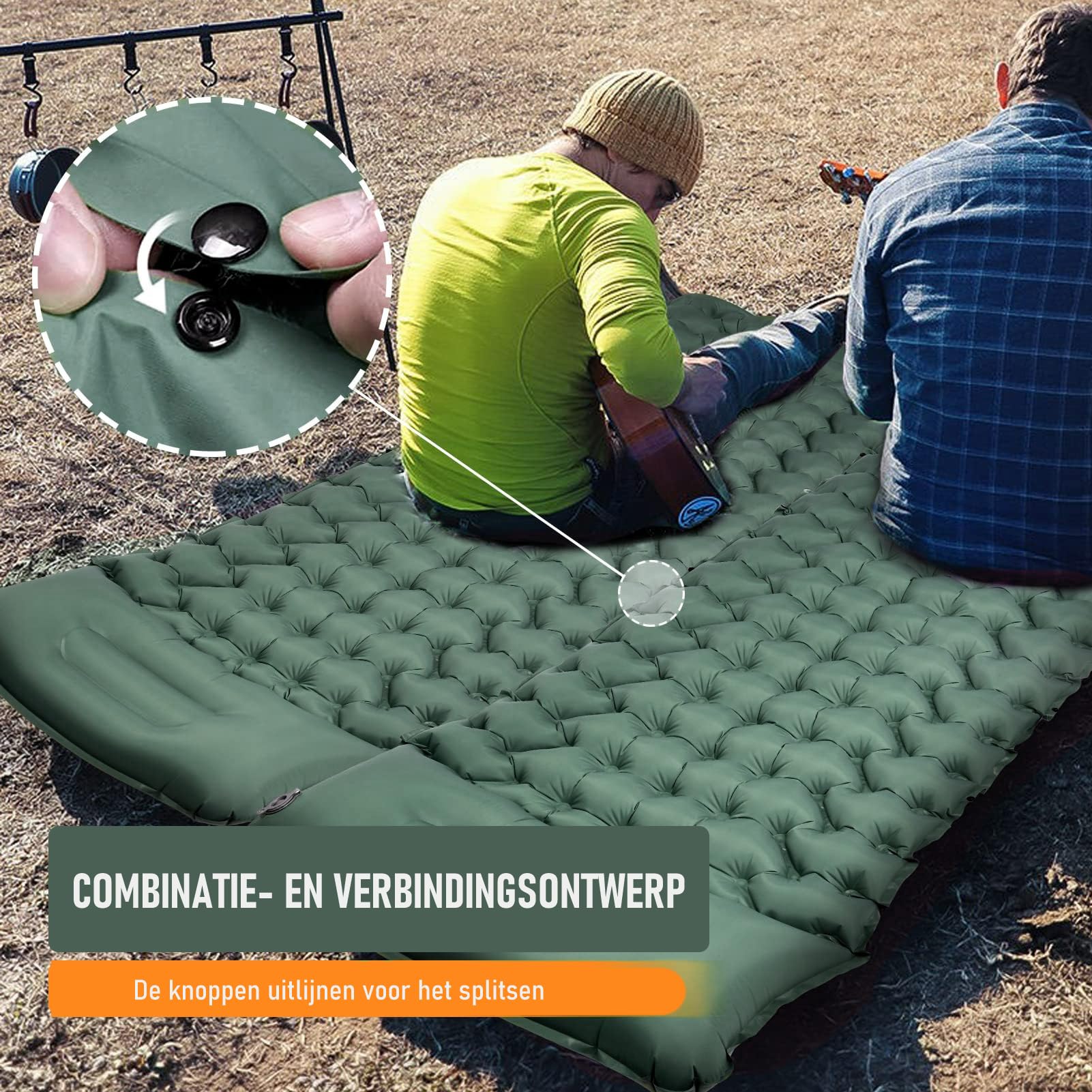 CALIYO Isomatte Camping – Verdickte Luftmatratze mit FußpressPumpe, Ultraleicht & Wasserdicht | Integriertes Kopfkissen, Kleines Packmaß für Outdoor, Wandern, Zelte & Reisen