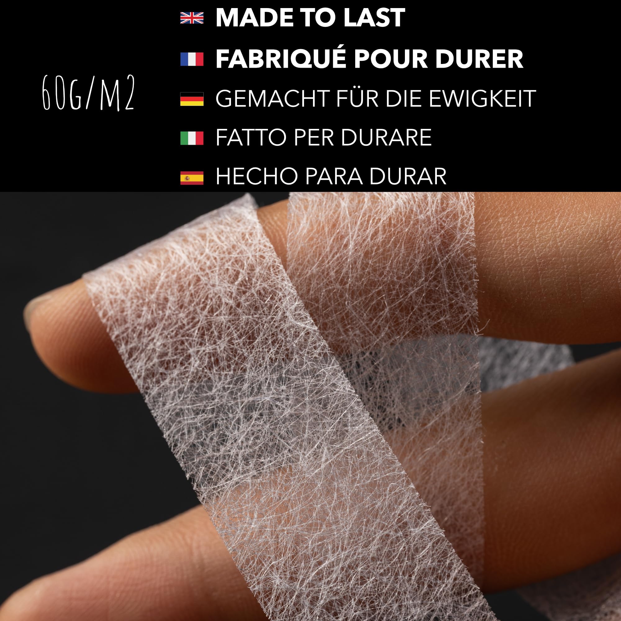 Takit Thermocollant 2cm x 30 mètres - 60g/m2 - Marque Francaise - Bande Adhésive Textile pour Rideau, Couture, Customisation, et DIY