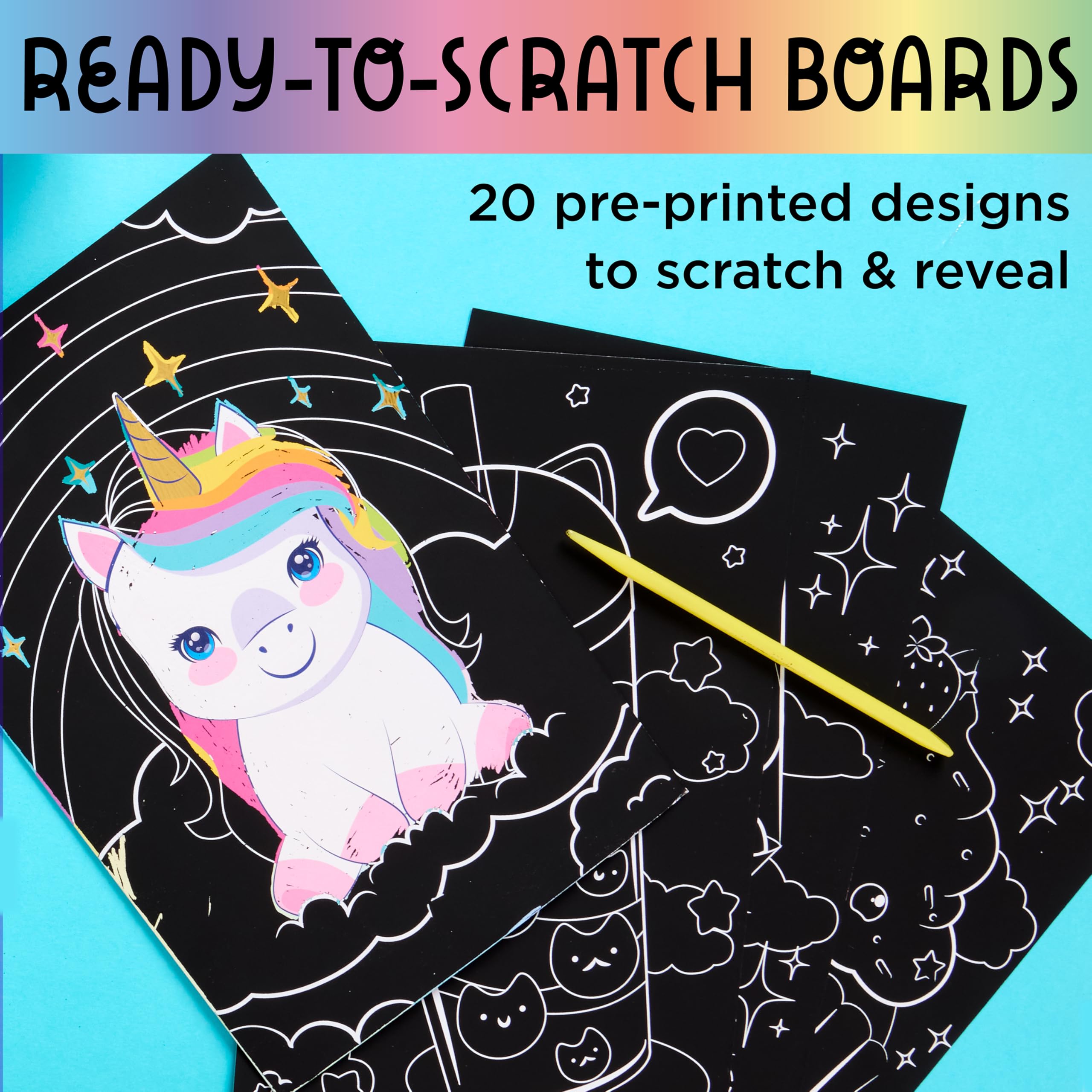 Artissimo Large Scratch Art - Horses & Unicorns Set Of 10 Sheets, 8.5x11 Inch