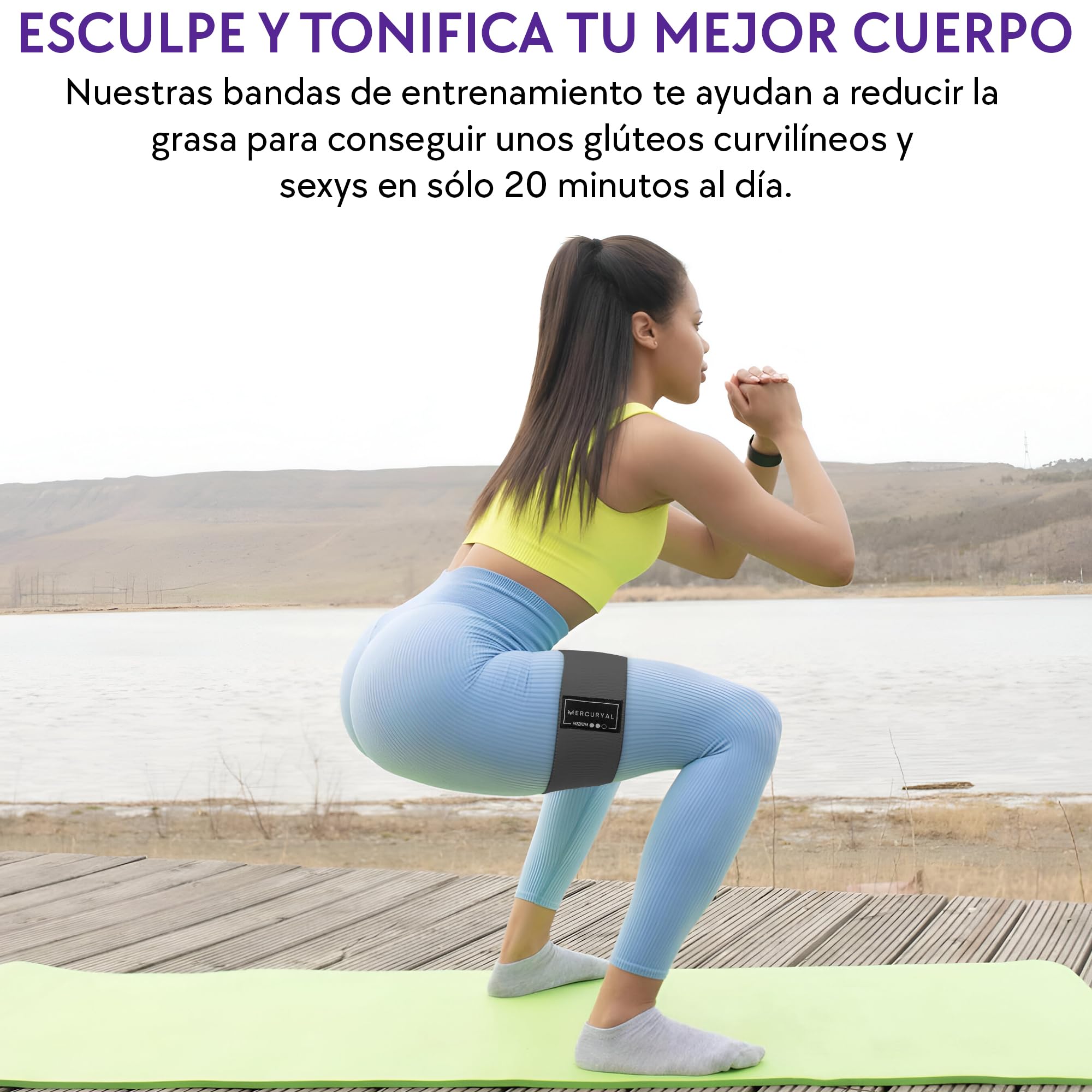 Lot De 3 Bandes élastiques De Résistance MERCURYAL - Niveaux Léger, Moyen, Fort - Antidérapantes - Pour Fessiers, Fitness, Yoga