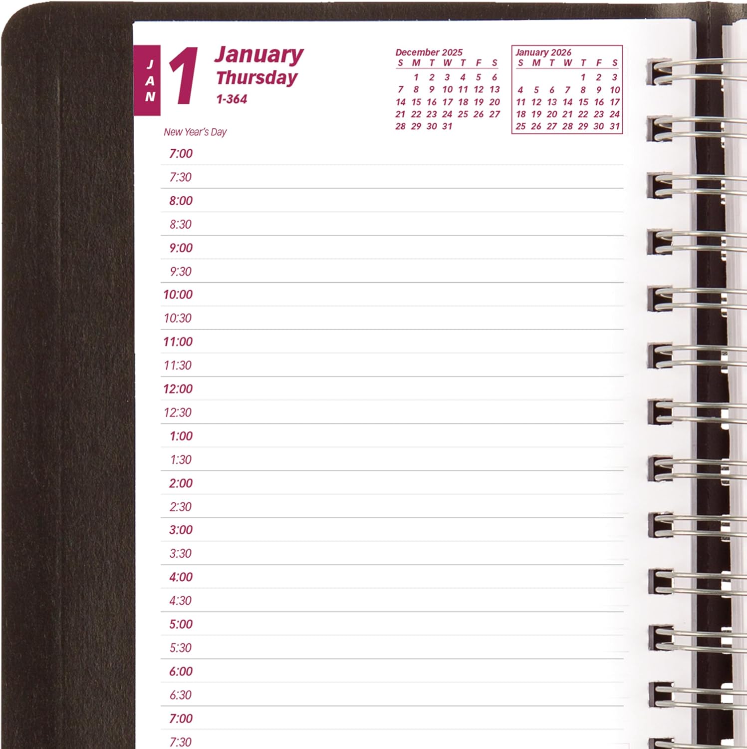 Brownline® 2026 Essential Daily/Monthly Planner, Appointment Book, 12 Months, January to December, Twin-Wire Binding, 8" x 5", Black (CB634W.BLK-26)