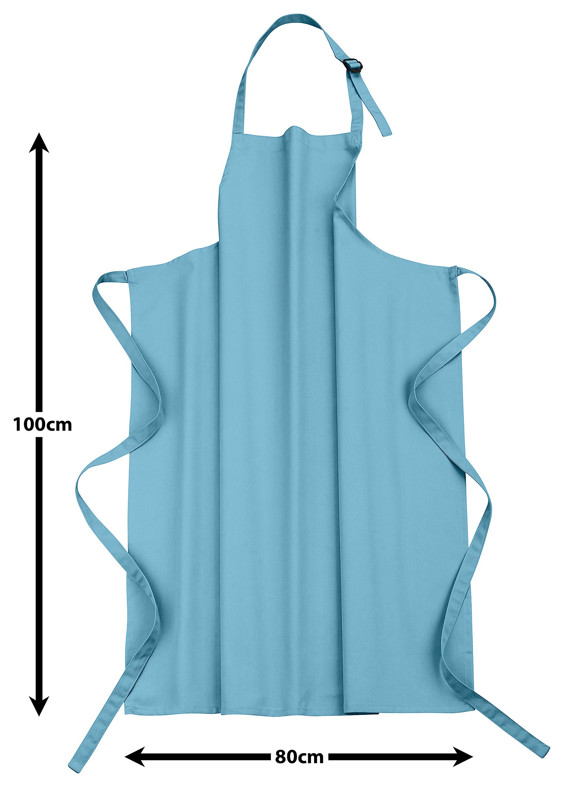 Set of 10 Premium Adjustable Aprons 100x80 cm ✓ Professional Apron for Men & Women ✓ Cotton Polyester Blend ✓ Multiple Colours ✓ 220 g/m² (Sky Blue)